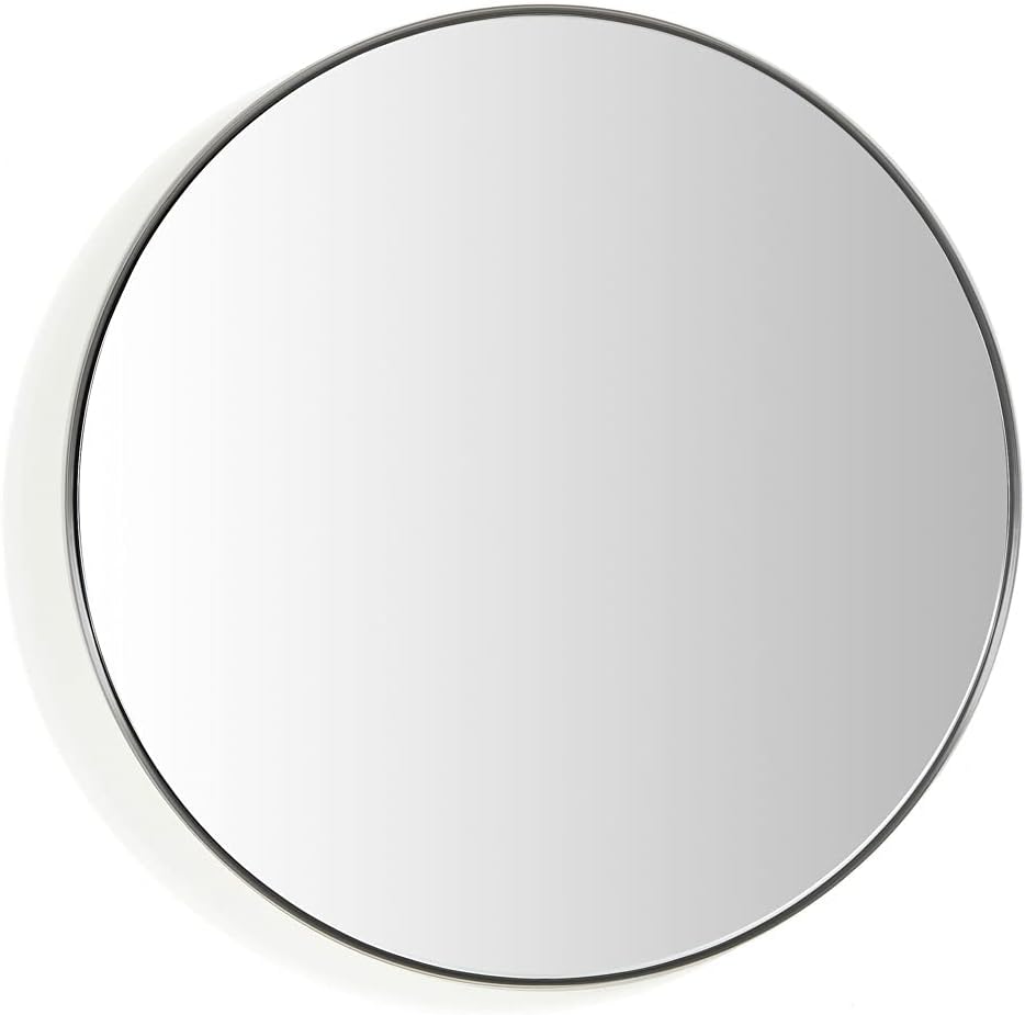 ARIEL 30 Inch Stainless Steel Frame Round Wall Mirror, Distortion Free, 2" Deep Set Frame, Décor Mirror for Bathroom, Living Room, Bedroom and Hall Entryway - Brushed Nickel