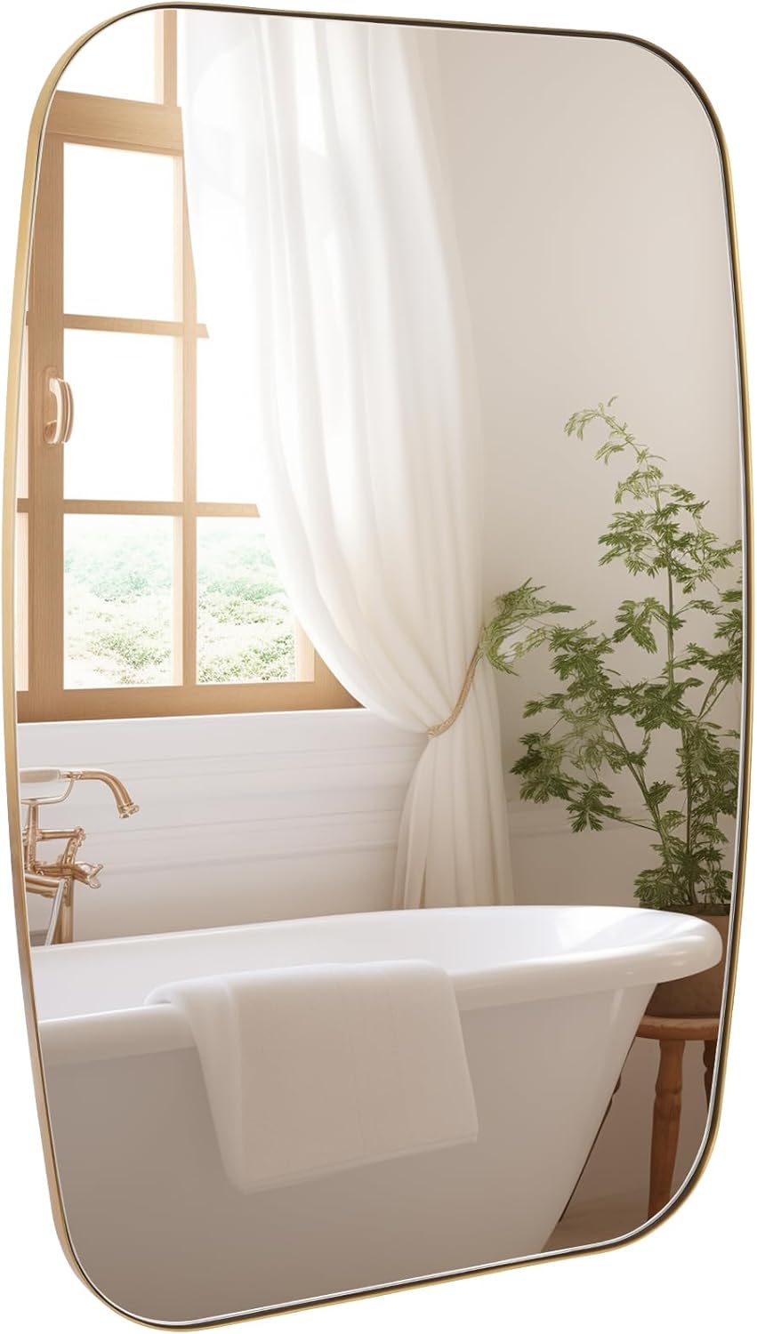 Black Oval Mirror, 20"×30" Bathroom Mirror for Wall Vanity with Stainless Steel Metal 0.8" Thin Frame, Oblong Bathrrom Mirror Modern Anti Rust