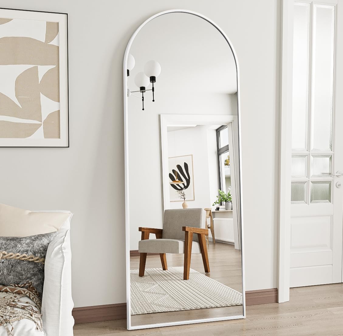 Arched Full Length Mirror, 70"x26" Free Standing Floor Mirror, Modern Full Body Mirrors with Stand, Wall Mirrors with Aluminum Alloy Frame for Bedroom,Living Room, Gold