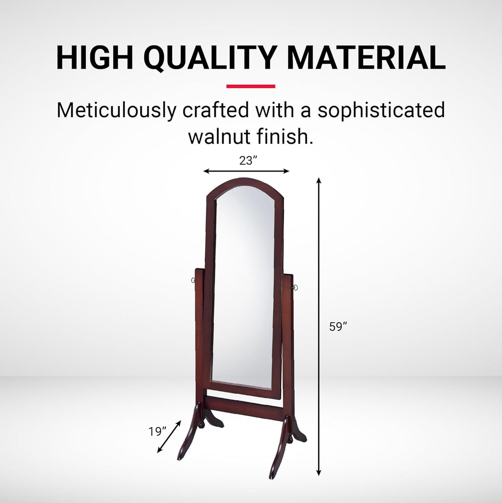 Proman Products - Barrington Full Length Free Standing Swivel Oval Traditional Classic Cheval Wooden Mirror (Walnut)