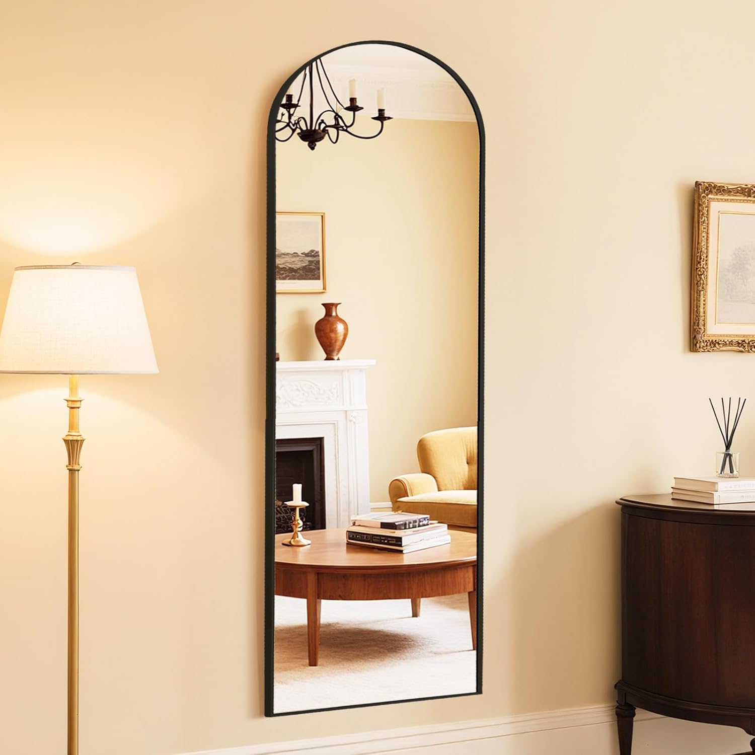 DUMOS Gold Circle Mirror for Wall 24.02 inch, Bathroom Round Mirror for Over Sink, Bathroom, Entryway, Bedroom, Vanity