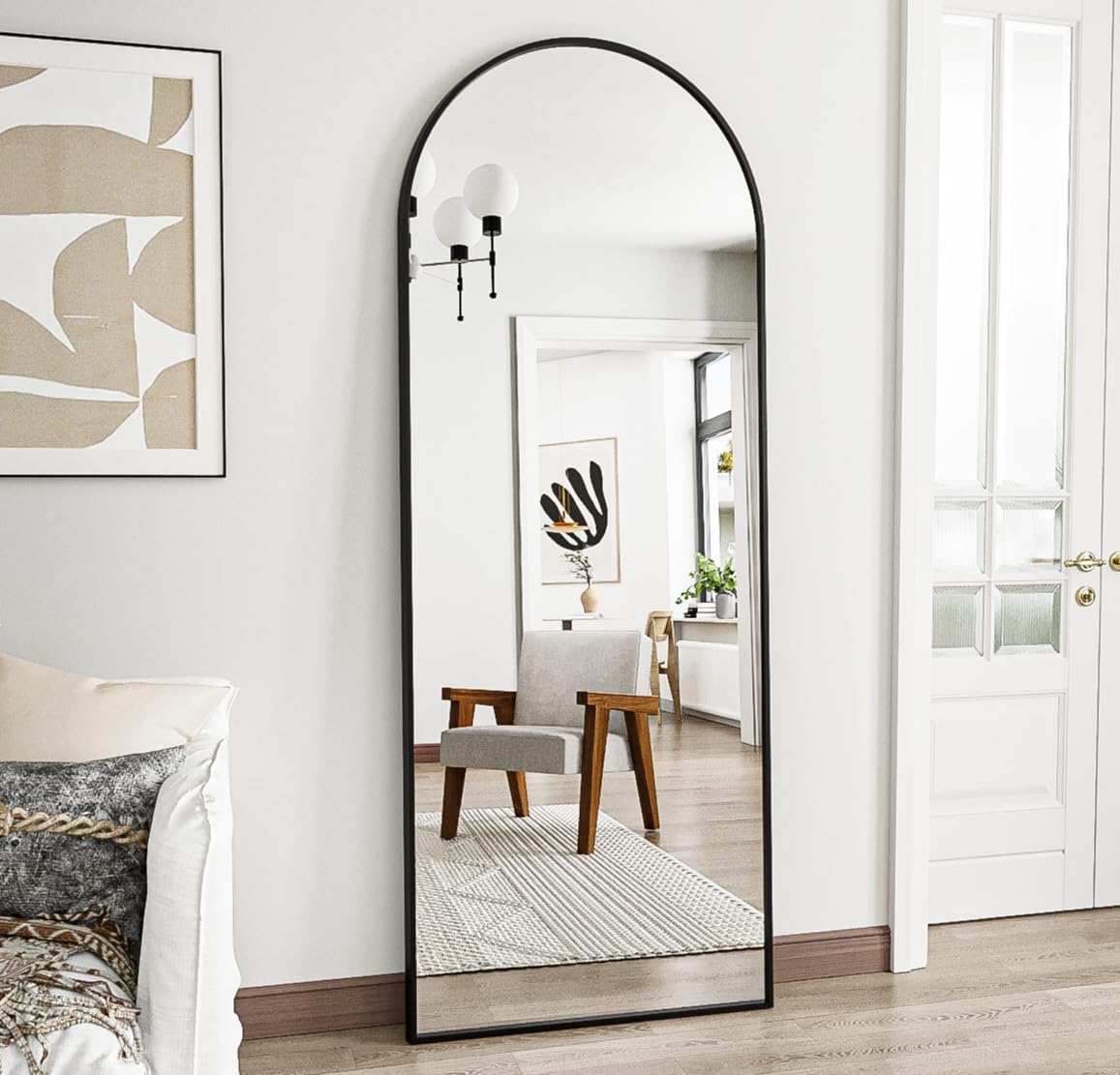 Arched Full Length Mirror, 70"x26" Free Standing Floor Mirror, Modern Full Body Mirrors with Stand, Wall Mirrors with Aluminum Alloy Frame for Bedroom,Living Room, Gold