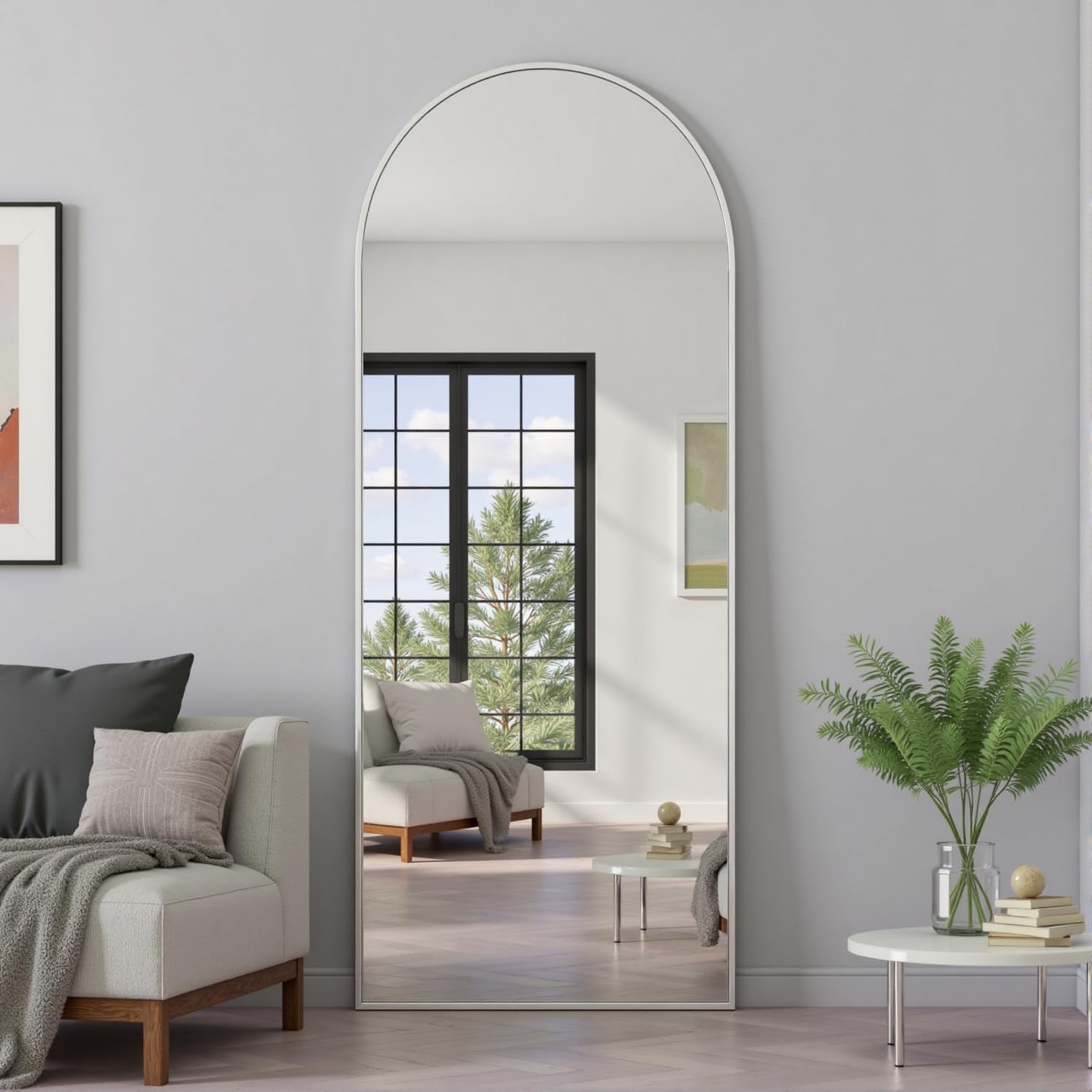 Arched Full Length Mirror, 70"x26" Free Standing Floor Mirror, Modern Full Body Mirrors with Stand, Wall Mirrors with Aluminum Alloy Frame for Bedroom,Living Room, Gold