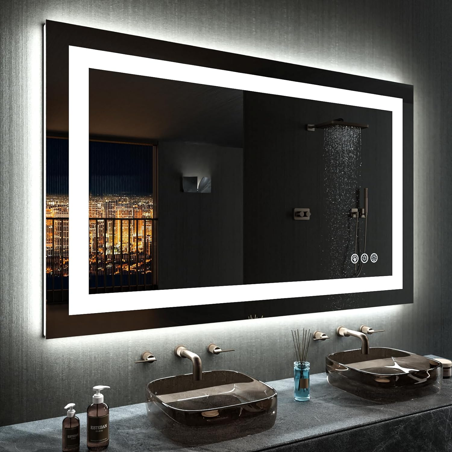 LOAAO 24X32 LED Bathroom Mirror with Lights, Anti-Fog, Dimmable, Backlit + Front Lit, Lighted Bathroom Vanity Mirror for Wall, Memory Function, Tempered Glass, Shatter-Proof, ETL Listed