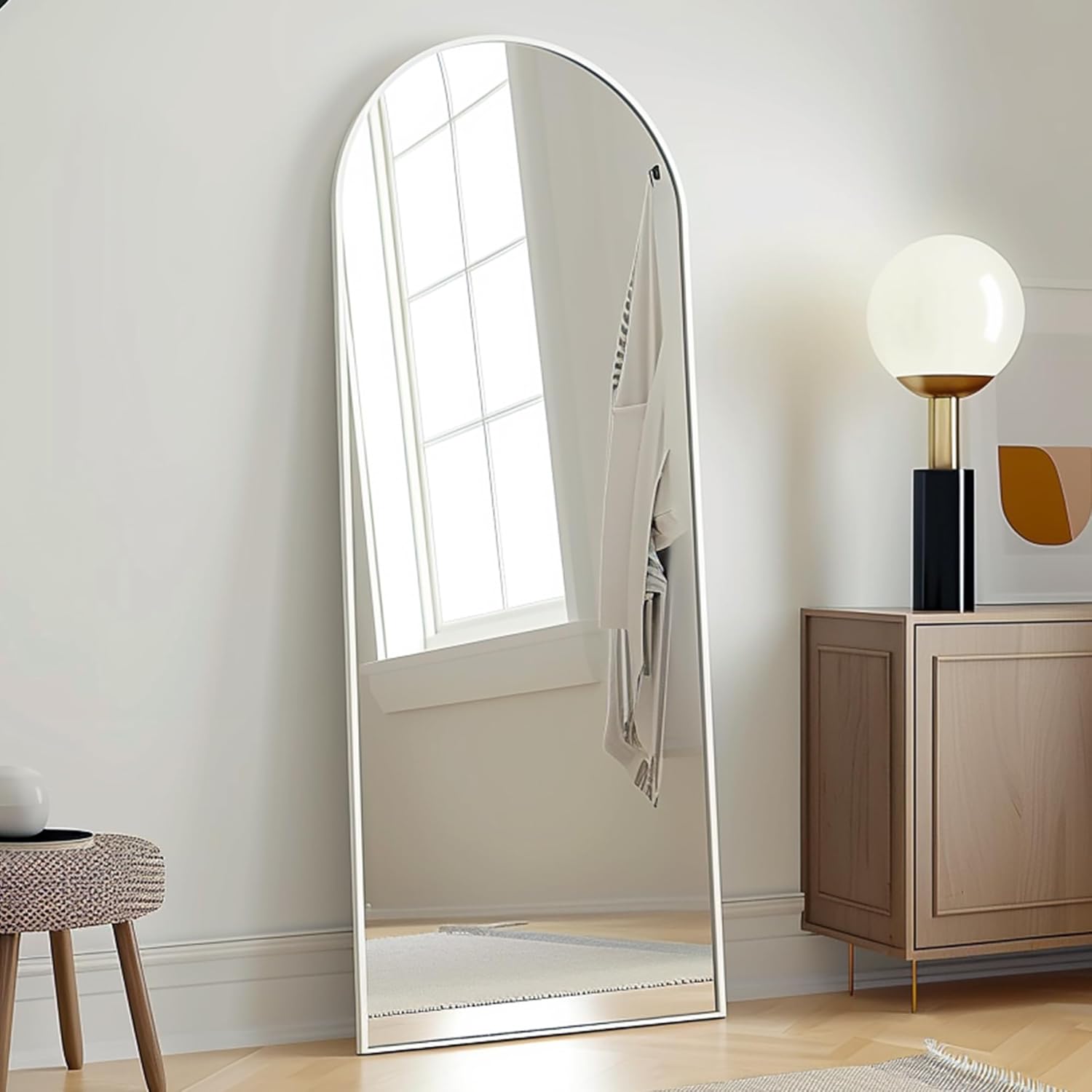 Arched Full Length Mirror, 70"x26" Free Standing Floor Mirror, Modern Full Body Mirrors with Stand, Wall Mirrors with Aluminum Alloy Frame for Bedroom,Living Room, Gold