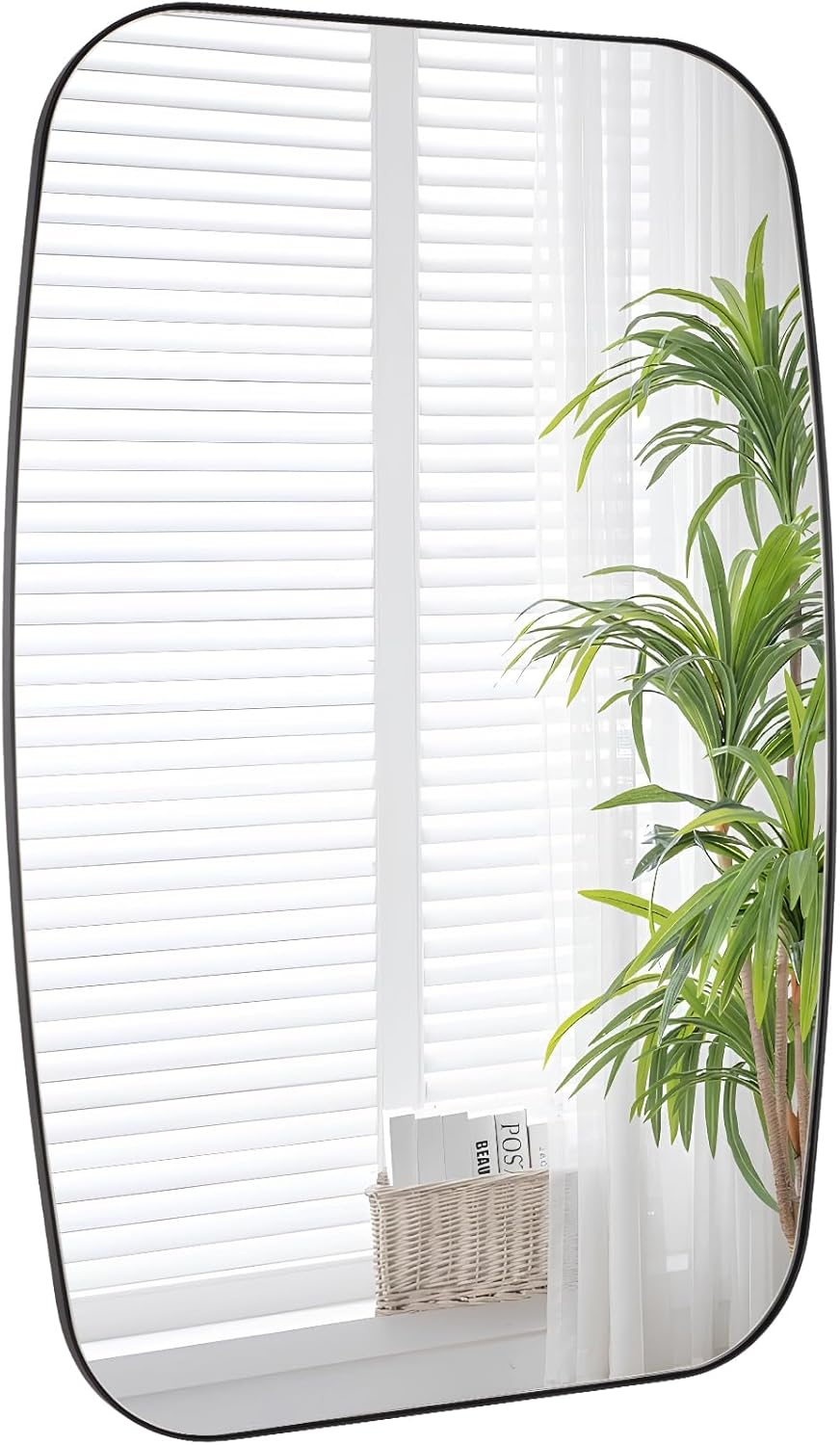 Black Oval Mirror, 20"×30" Bathroom Mirror for Wall Vanity with Stainless Steel Metal 0.8" Thin Frame, Oblong Bathrrom Mirror Modern Anti Rust