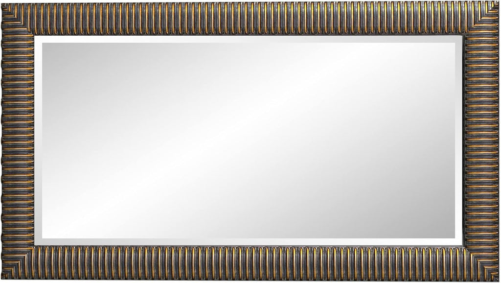 Howard Elliott Alexander Leaning & Standing Full Length Oversized Mirror, Traditional Antique Bronze Wall Mounted Floor Mirror with Wood Frame, for Home, Living Room & Bedroom, 82 x 46 Inch