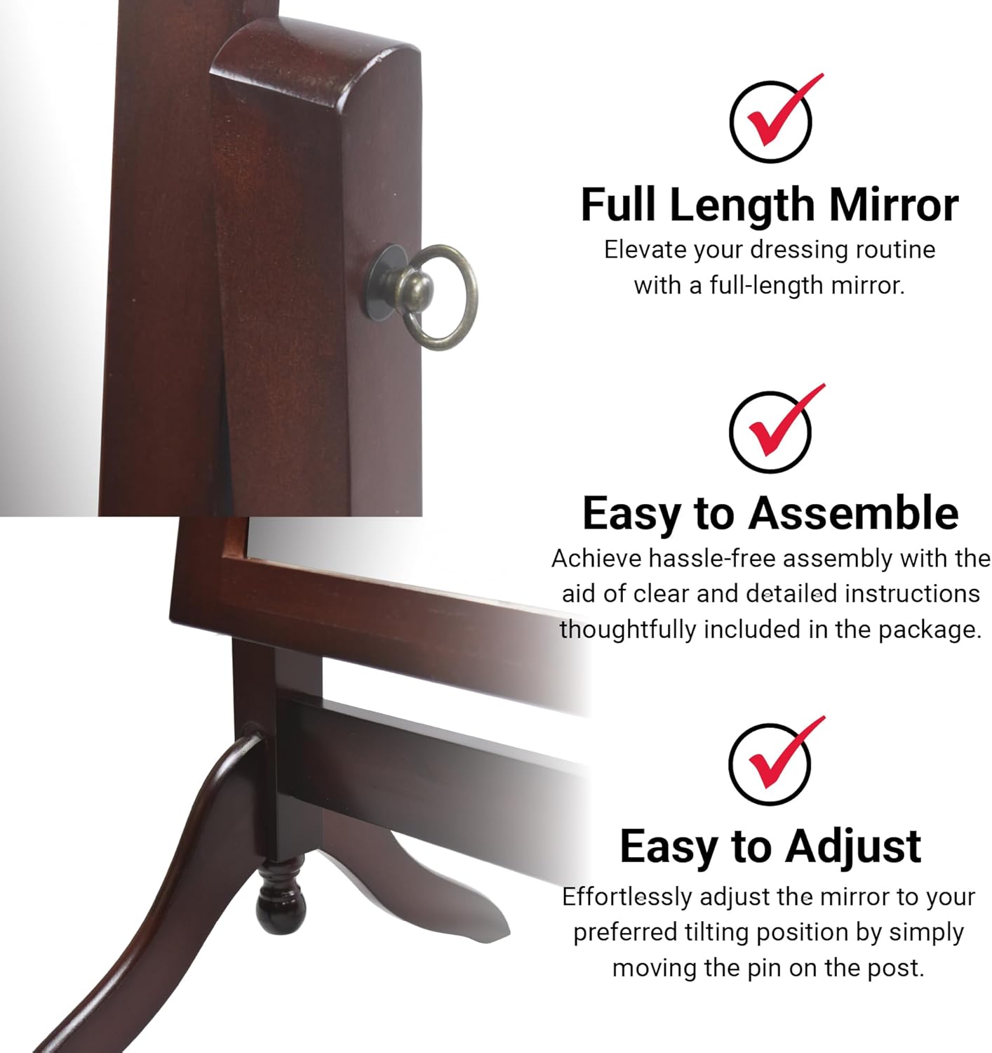 Proman Products - Barrington Full Length Free Standing Swivel Oval Traditional Classic Cheval Wooden Mirror (Walnut)