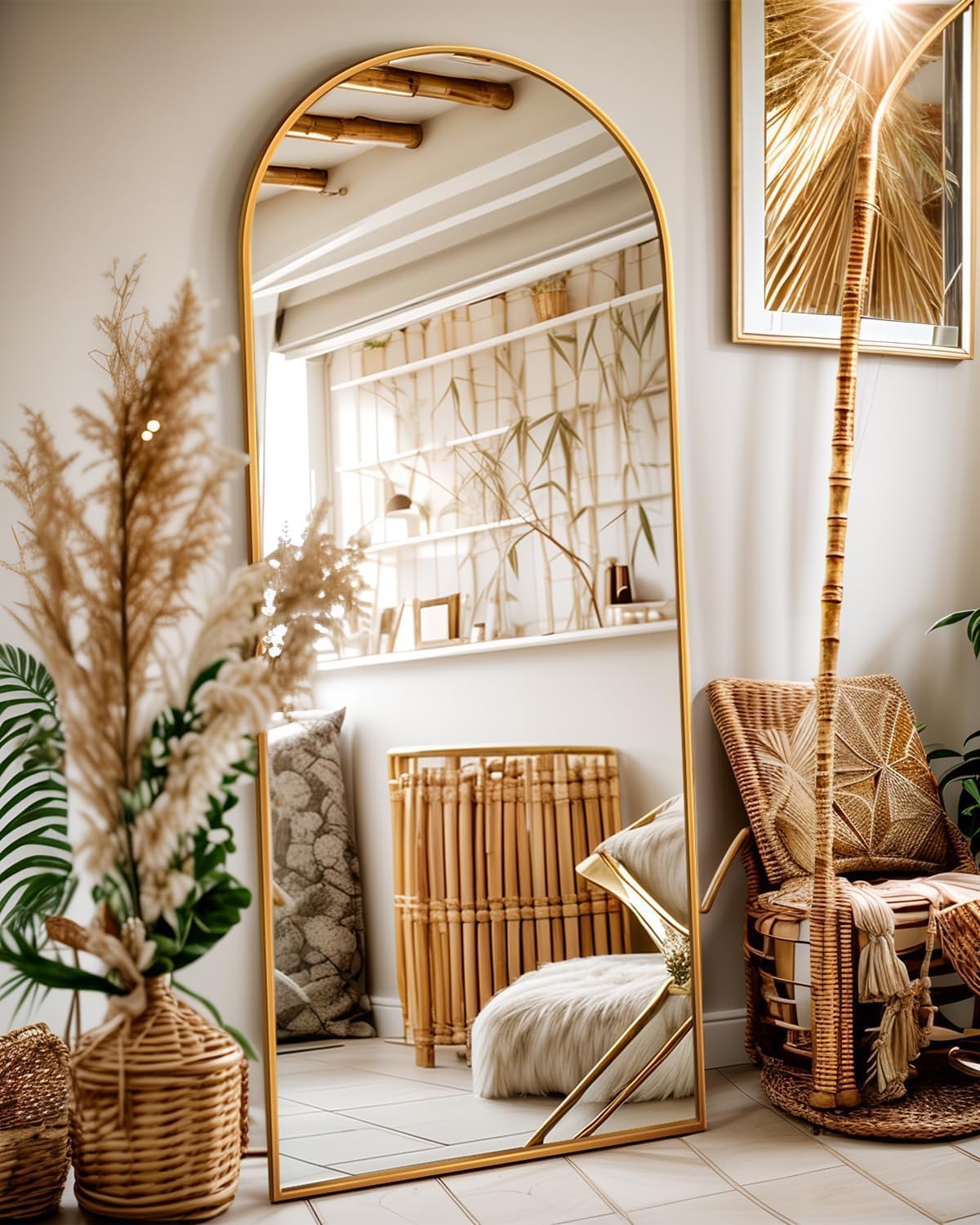 Antok Full Length Mirror, 71"x28" Floor Mirror, Arched Floor Standing Freestanding Arch Full Body Mirrors with Stand for Bedroom, Hanging Mounted for Living Room Cloakroom,Black