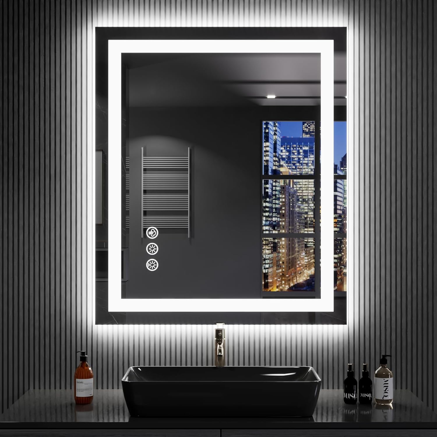 LOAAO 24X32 LED Bathroom Mirror with Lights, Anti-Fog, Dimmable, Backlit + Front Lit, Lighted Bathroom Vanity Mirror for Wall, Memory Function, Tempered Glass, Shatter-Proof, ETL Listed