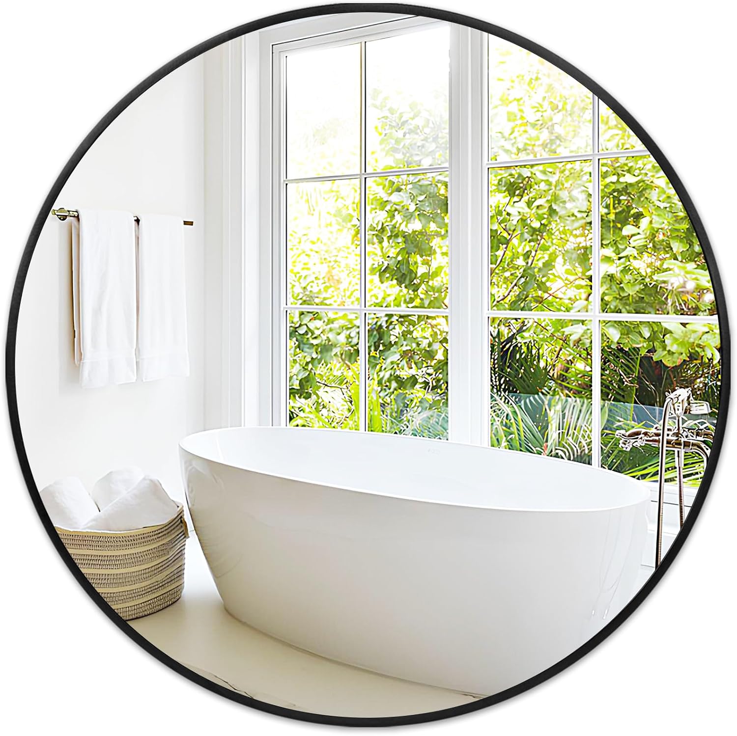 Fabuday Black Circle Mirror for Wall 20 inch - Round Mirrors for Bathroom, Entryway, Living Room, Hallway, Bedroom Decor, Small Matte Framed