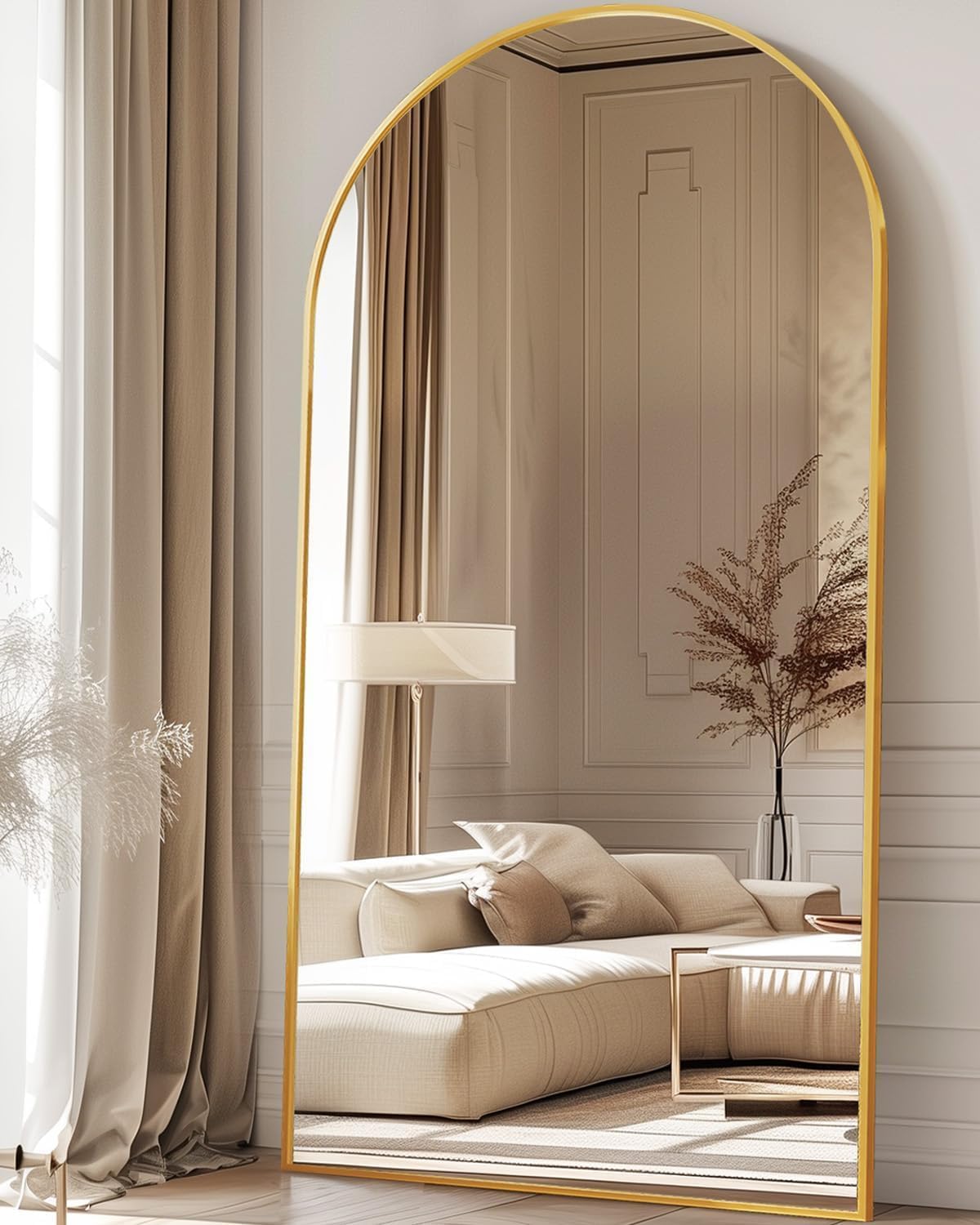 Antok Full Length Mirror, 71"x28" Floor Mirror, Arched Floor Standing Freestanding Arch Full Body Mirrors with Stand for Bedroom, Hanging Mounted for Living Room Cloakroom,Black