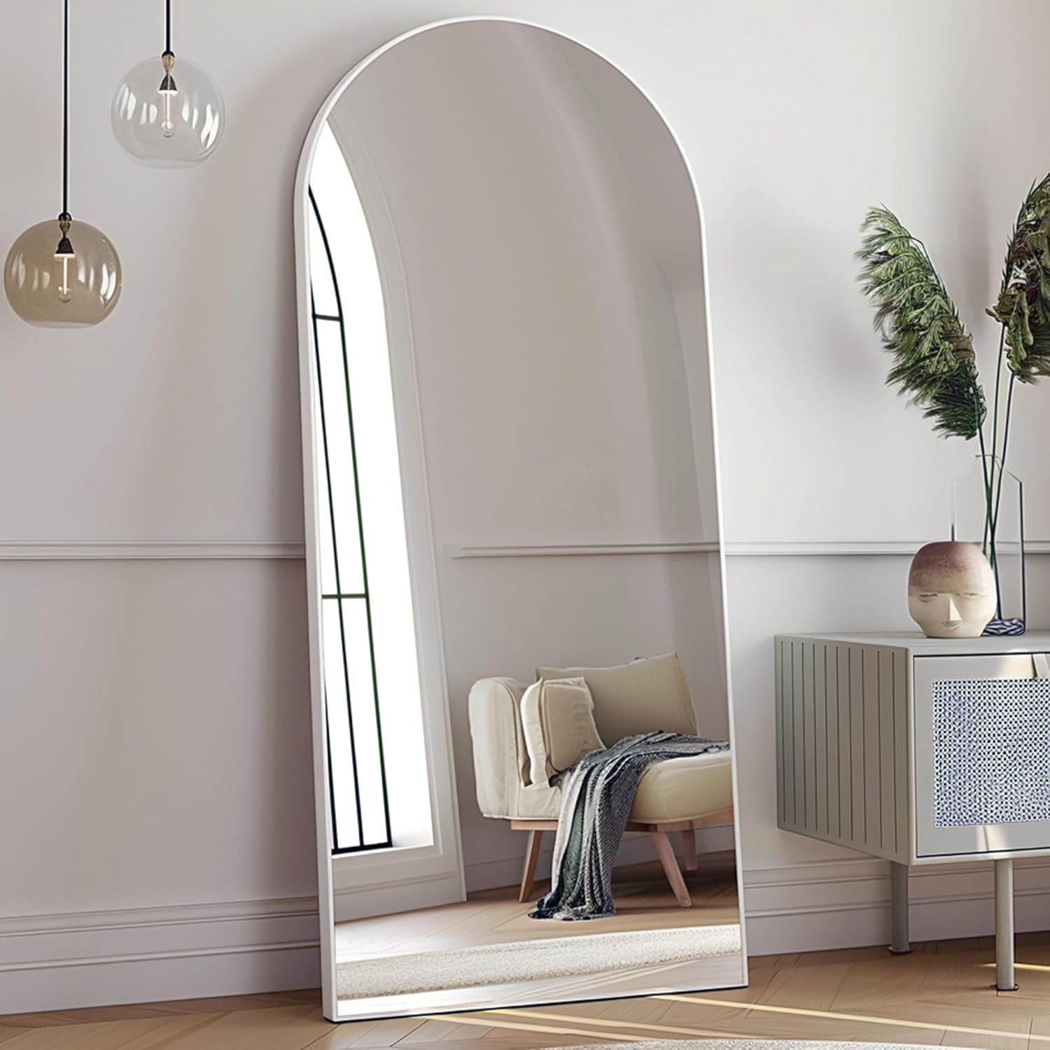 Arched Full Length Mirror, 70"x26" Free Standing Floor Mirror, Modern Full Body Mirrors with Stand, Wall Mirrors with Aluminum Alloy Frame for Bedroom,Living Room, Gold