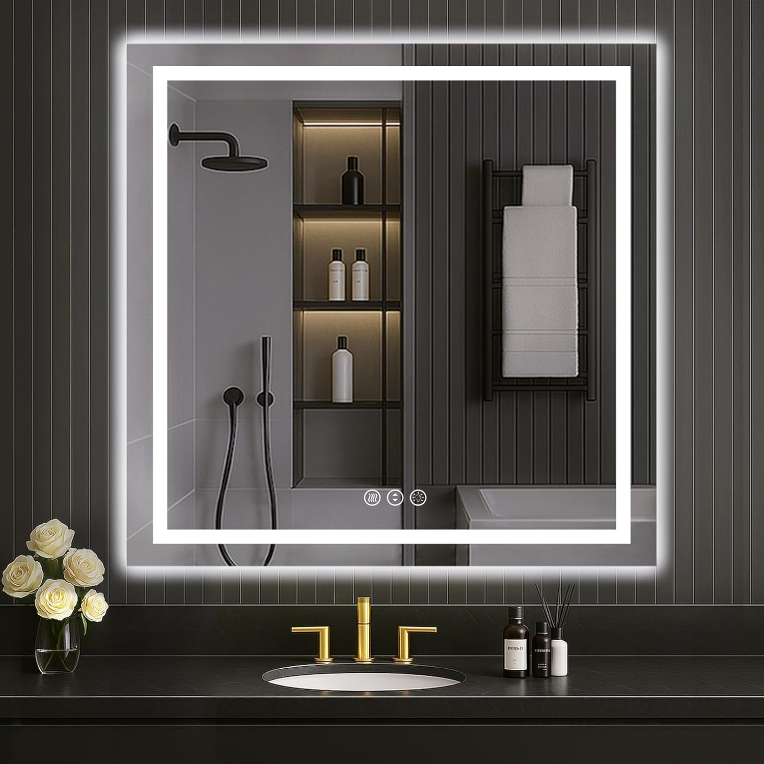 LOAAO 24X32 LED Bathroom Mirror with Lights, Anti-Fog, Dimmable, Backlit + Front Lit, Lighted Bathroom Vanity Mirror for Wall, Memory Function, Tempered Glass, Shatter-Proof, ETL Listed