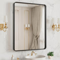 LOAAO 24”X36” Gold Bathroom Mirror, Rounded Rectangle Gold Frame Mirror, Brushed Gold Bathroom Vanity Mirror Wall-Mounted, Anti-Rust, Hangs Horizontally or Vertically