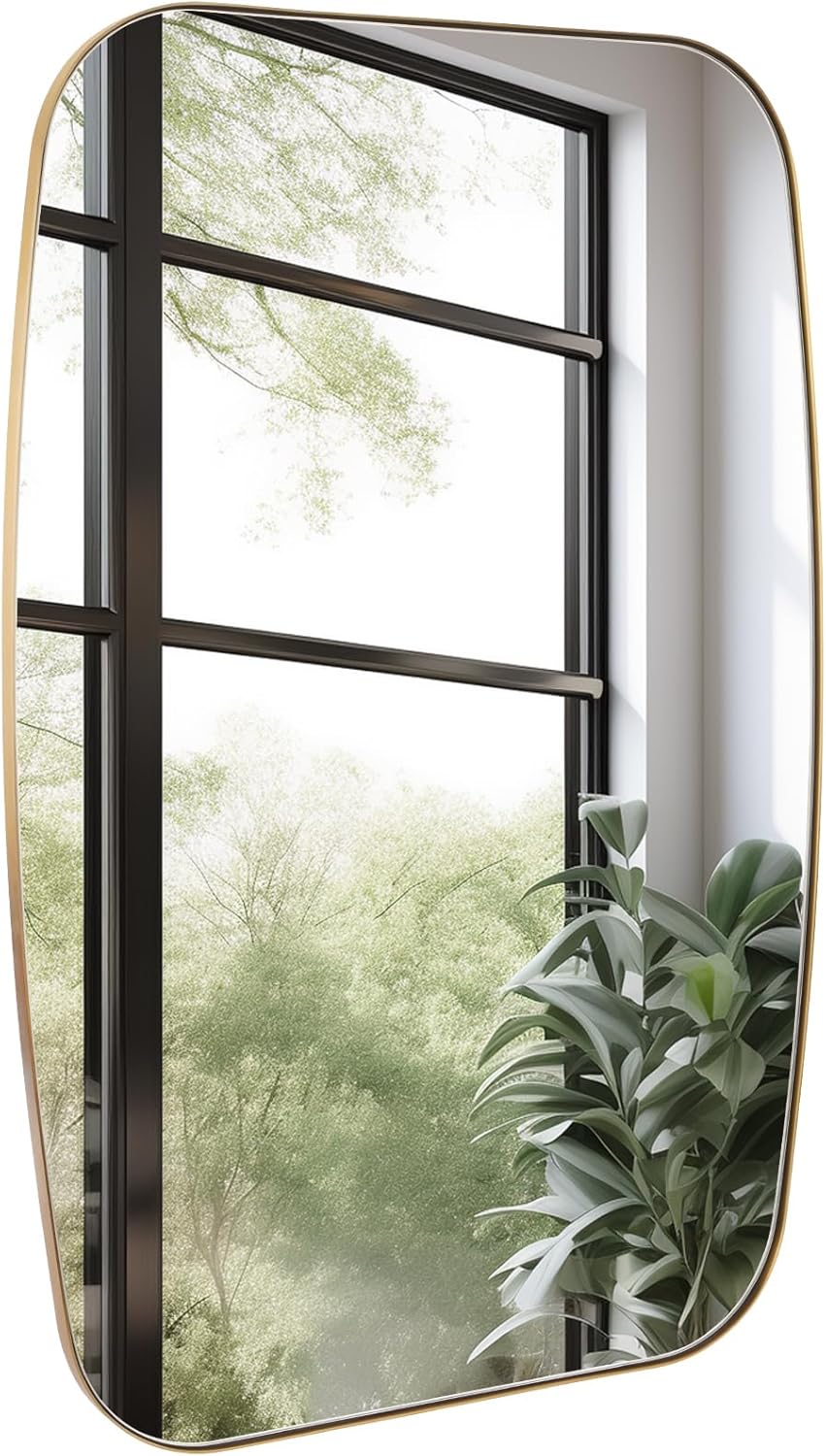 Black Oval Mirror, 20"×30" Bathroom Mirror for Wall Vanity with Stainless Steel Metal 0.8" Thin Frame, Oblong Bathrrom Mirror Modern Anti Rust