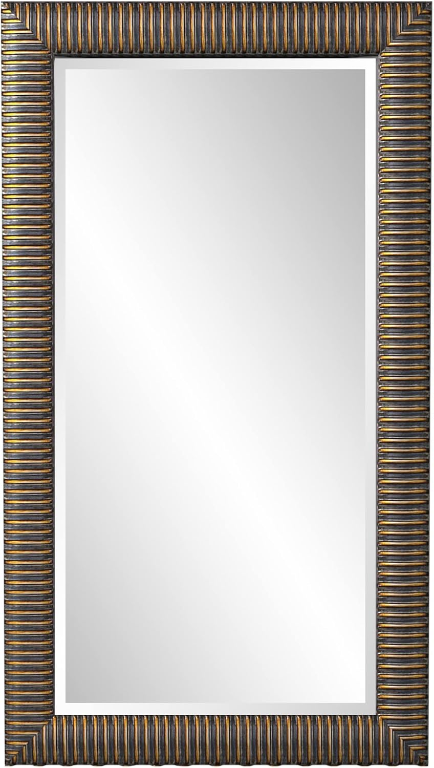 Howard Elliott Alexander Leaning & Standing Full Length Oversized Mirror, Traditional Antique Bronze Wall Mounted Floor Mirror with Wood Frame, for Home, Living Room & Bedroom, 82 x 46 Inch