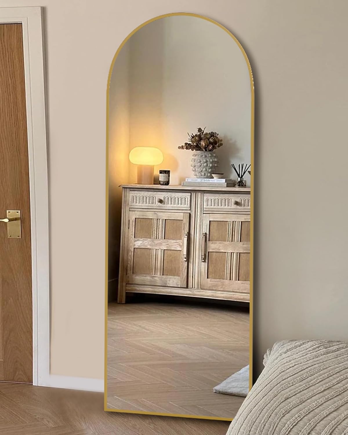 SUNQUEEN 71"×32" Mirror Full Length, Arched Full Length Mirror with Stand, Standing Floor Mirror Wall, Hanging or Leaning Large Full Body Mirrors for Bedroom Living Room (Black)