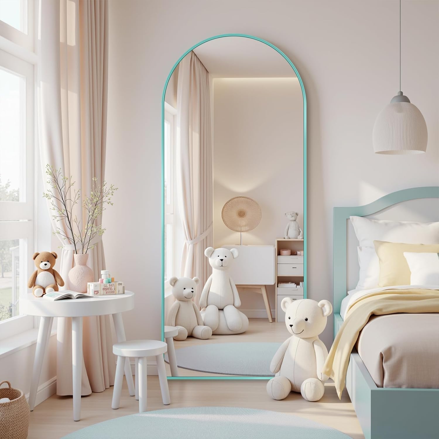 Antok Full Length Mirror, 76"x34" Floor Mirror, Arched Floor Standing Freestanding Arch Full Body Mirrors with Stand for Bedroom, Hanging Mounted for Living Room Cloakroom,Black