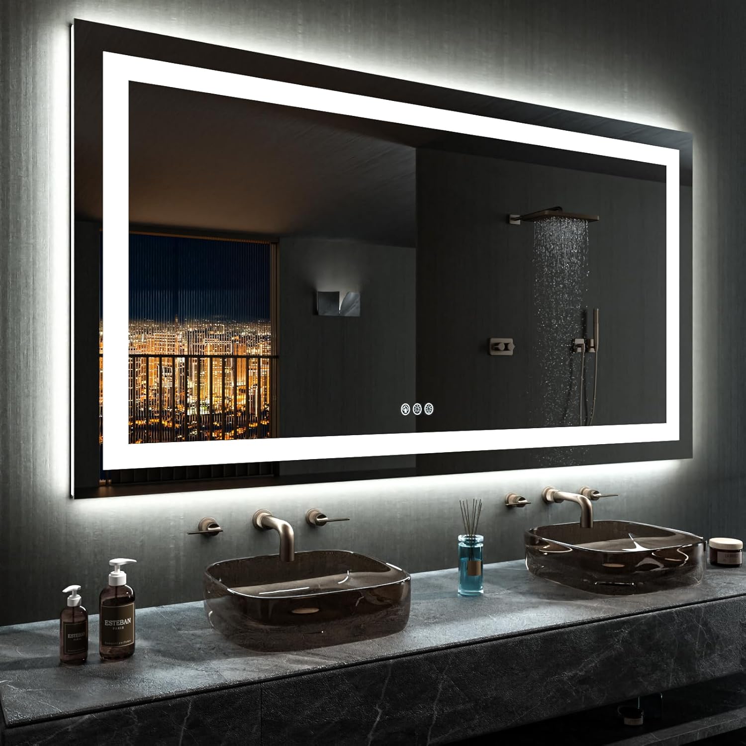 LOAAO 24X32 LED Bathroom Mirror with Lights, Anti-Fog, Dimmable, Backlit + Front Lit, Lighted Bathroom Vanity Mirror for Wall, Memory Function, Tempered Glass, Shatter-Proof, ETL Listed