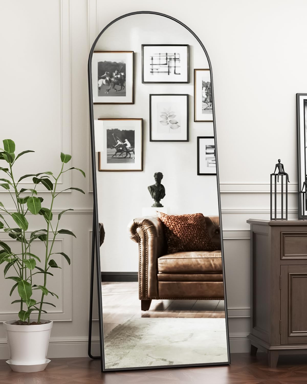 Antok Full Length Mirror, 76"x34" Floor Mirror, Arched Floor Standing Freestanding Arch Full Body Mirrors with Stand for Bedroom, Hanging Mounted for Living Room Cloakroom,Black