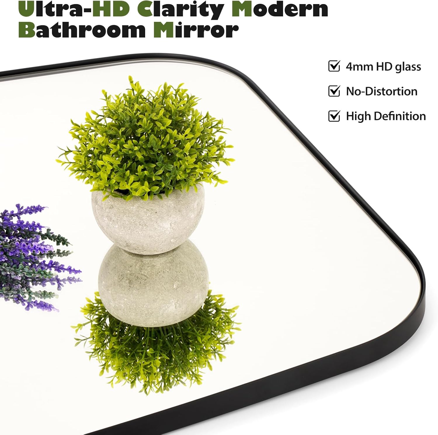 Black Oval Mirror, 20"×30" Bathroom Mirror for Wall Vanity with Stainless Steel Metal 0.8" Thin Frame, Oblong Bathrrom Mirror Modern Anti Rust