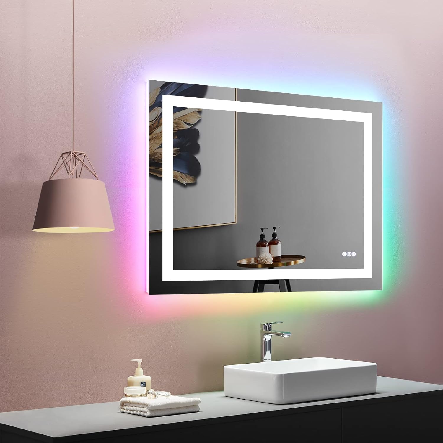 LOAAO 24X32 LED Bathroom Mirror with Lights, Anti-Fog, Dimmable, Backlit + Front Lit, Lighted Bathroom Vanity Mirror for Wall, Memory Function, Tempered Glass, Shatter-Proof, ETL Listed