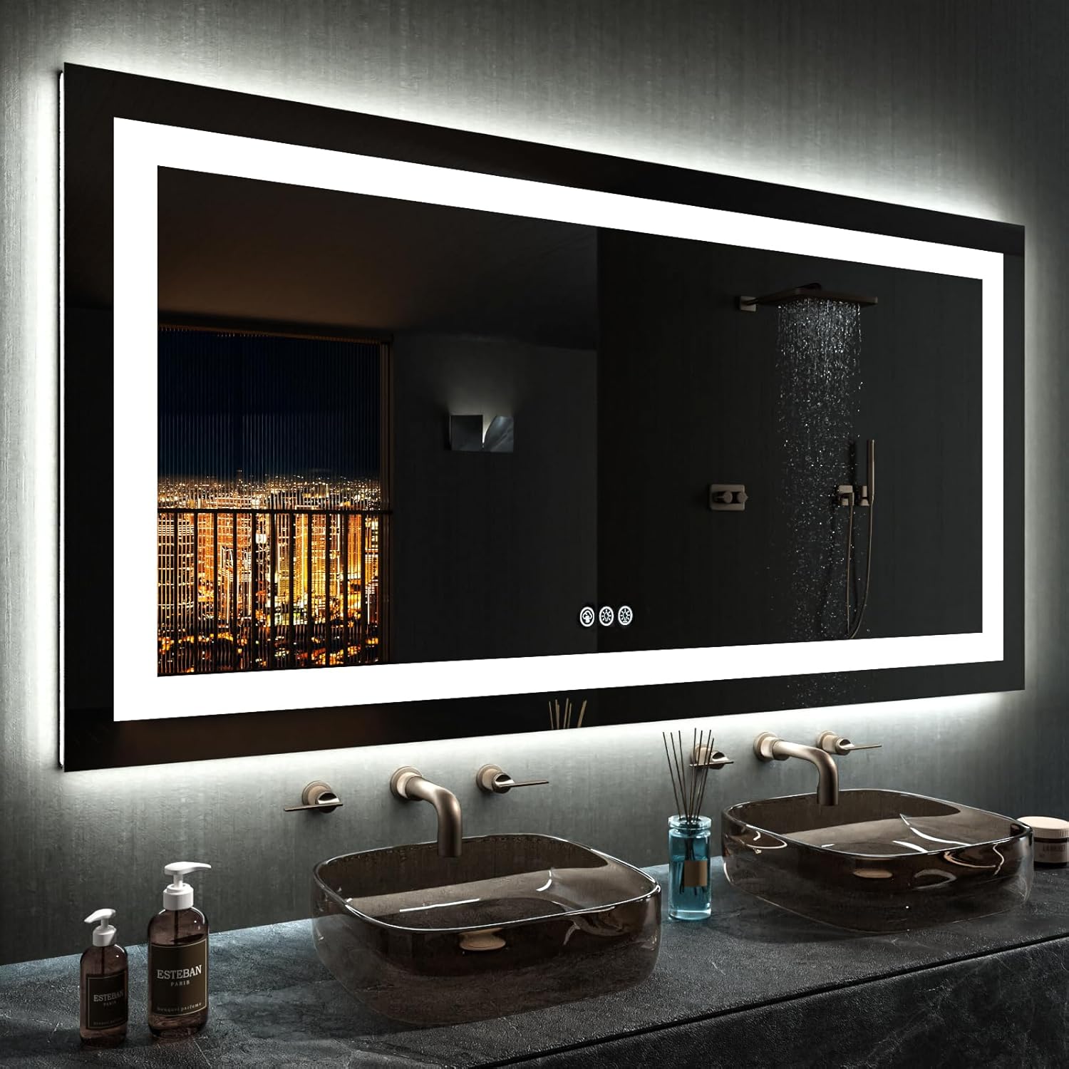 LOAAO 24X32 LED Bathroom Mirror with Lights, Anti-Fog, Dimmable, Backlit + Front Lit, Lighted Bathroom Vanity Mirror for Wall, Memory Function, Tempered Glass, Shatter-Proof, ETL Listed
