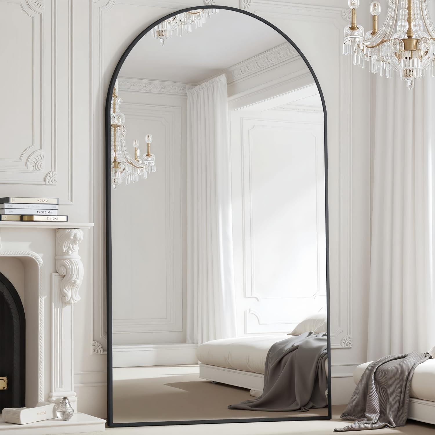 Arched Full Length Mirror, 70"x26" Free Standing Floor Mirror, Modern Full Body Mirrors with Stand, Wall Mirrors with Aluminum Alloy Frame for Bedroom,Living Room, Gold