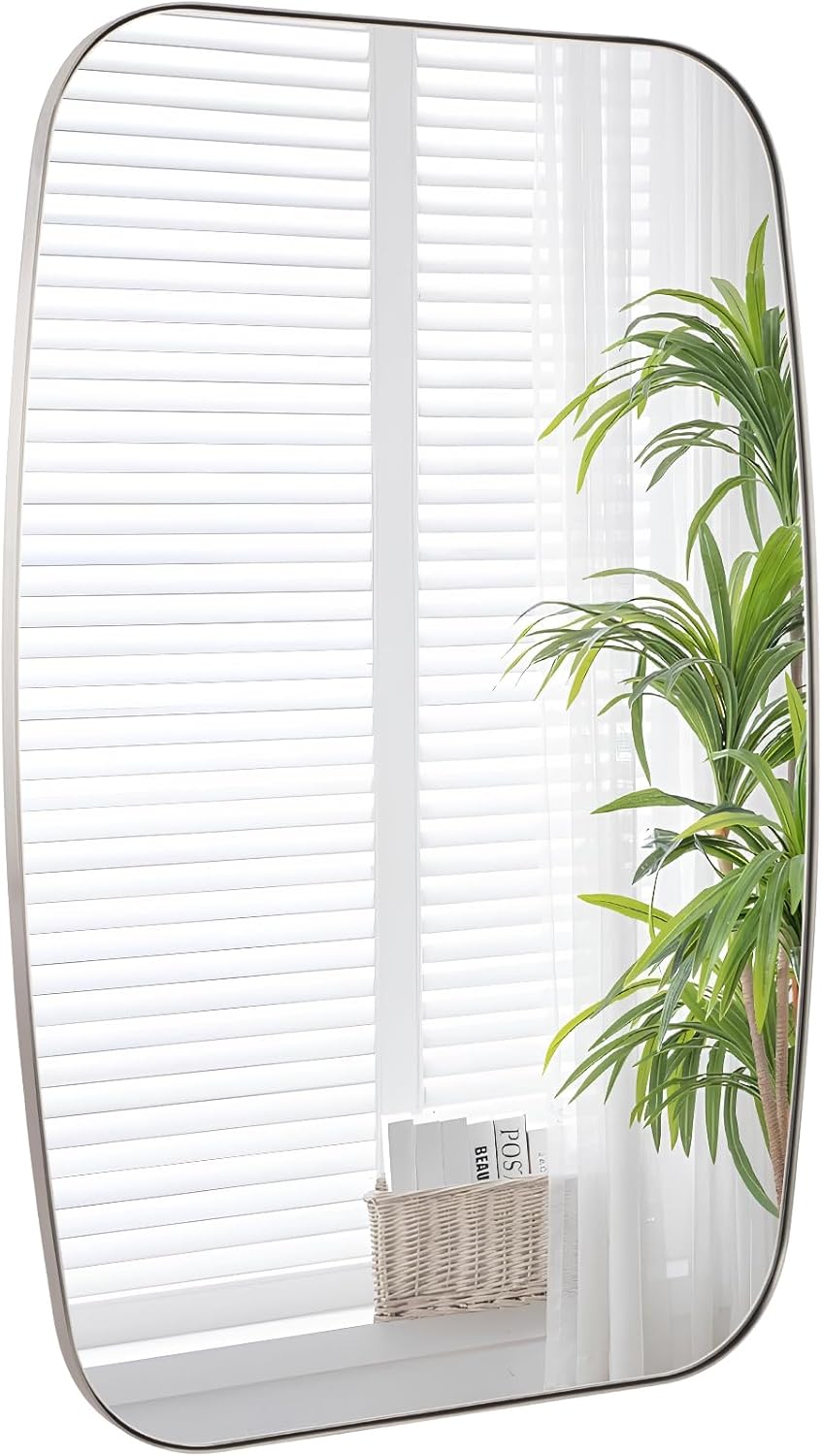 Black Oval Mirror, 20"×30" Bathroom Mirror for Wall Vanity with Stainless Steel Metal 0.8" Thin Frame, Oblong Bathrrom Mirror Modern Anti Rust