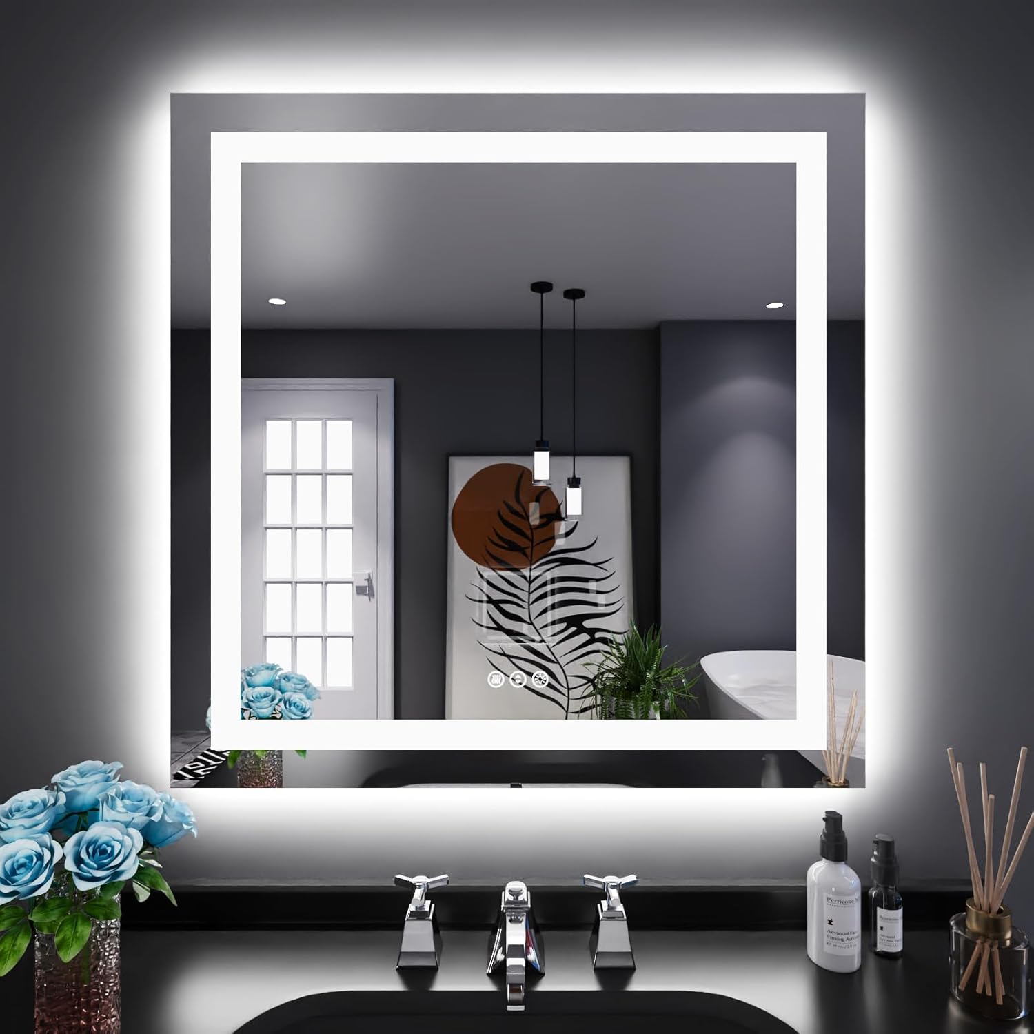 LOAAO 24X32 LED Bathroom Mirror with Lights, Anti-Fog, Dimmable, Backlit + Front Lit, Lighted Bathroom Vanity Mirror for Wall, Memory Function, Tempered Glass, Shatter-Proof, ETL Listed