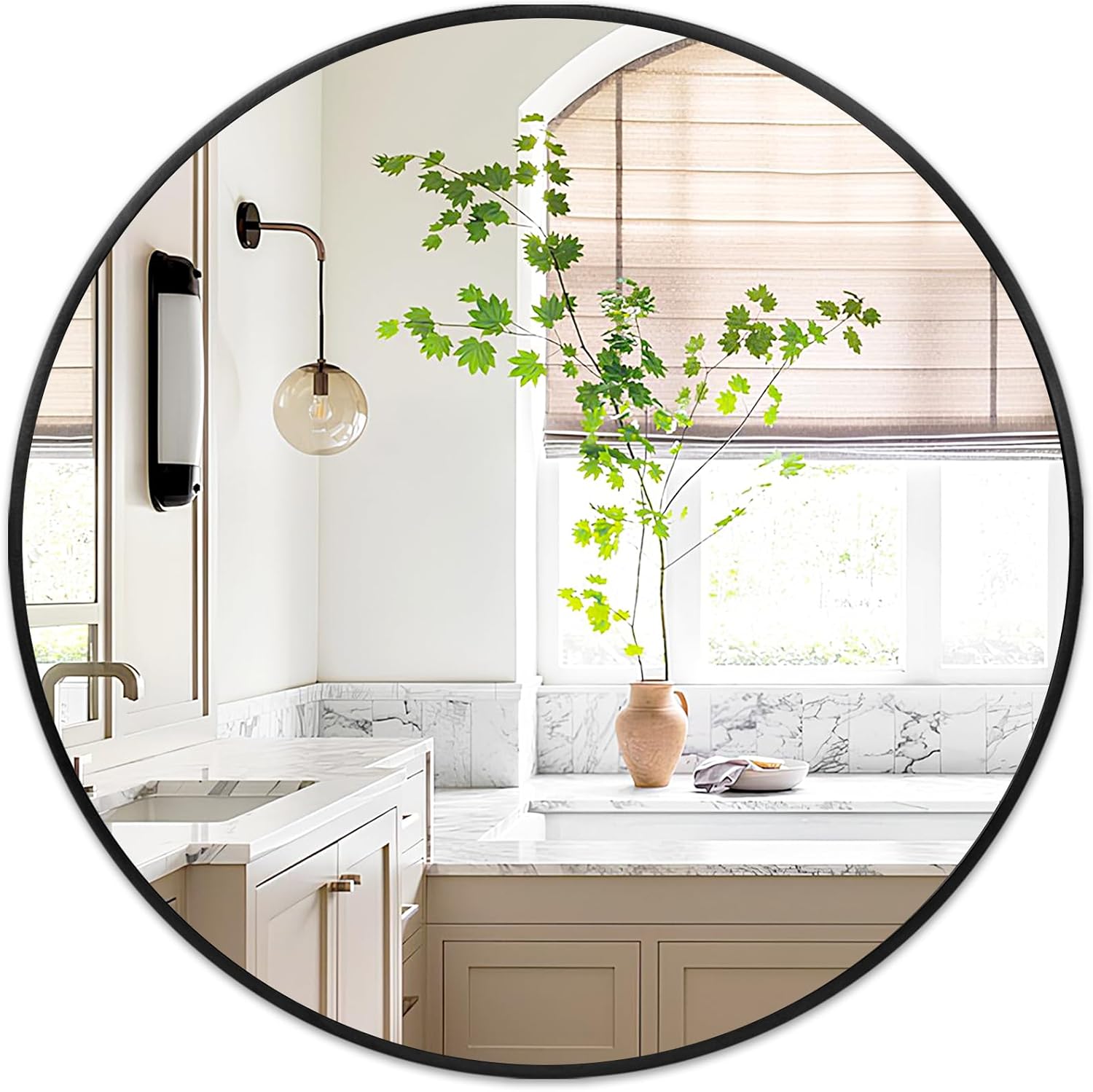 Fabuday Black Circle Mirror for Wall 20 inch - Round Mirrors for Bathroom, Entryway, Living Room, Hallway, Bedroom Decor, Small Matte Framed