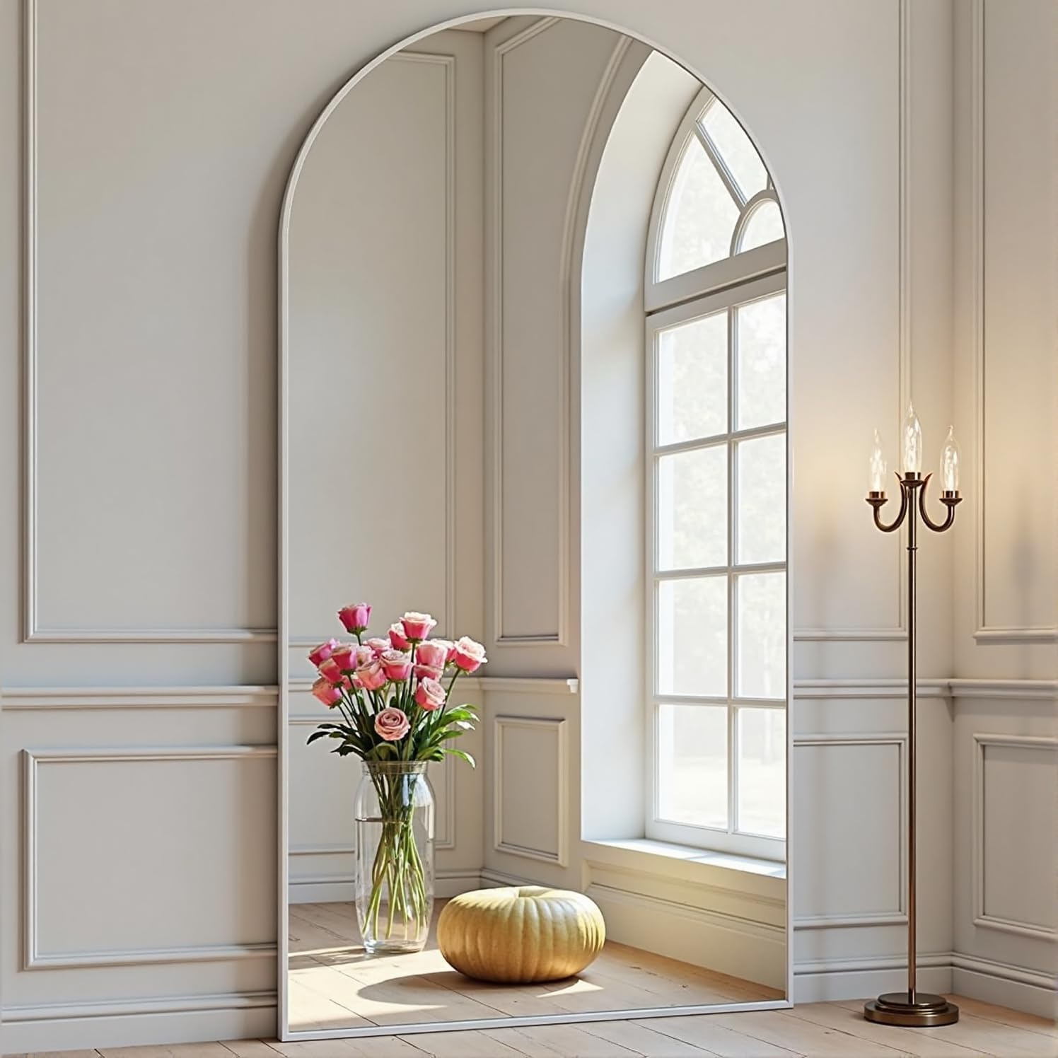 Arched Full Length Mirror, 70"x26" Free Standing Floor Mirror, Modern Full Body Mirrors with Stand, Wall Mirrors with Aluminum Alloy Frame for Bedroom,Living Room, Gold