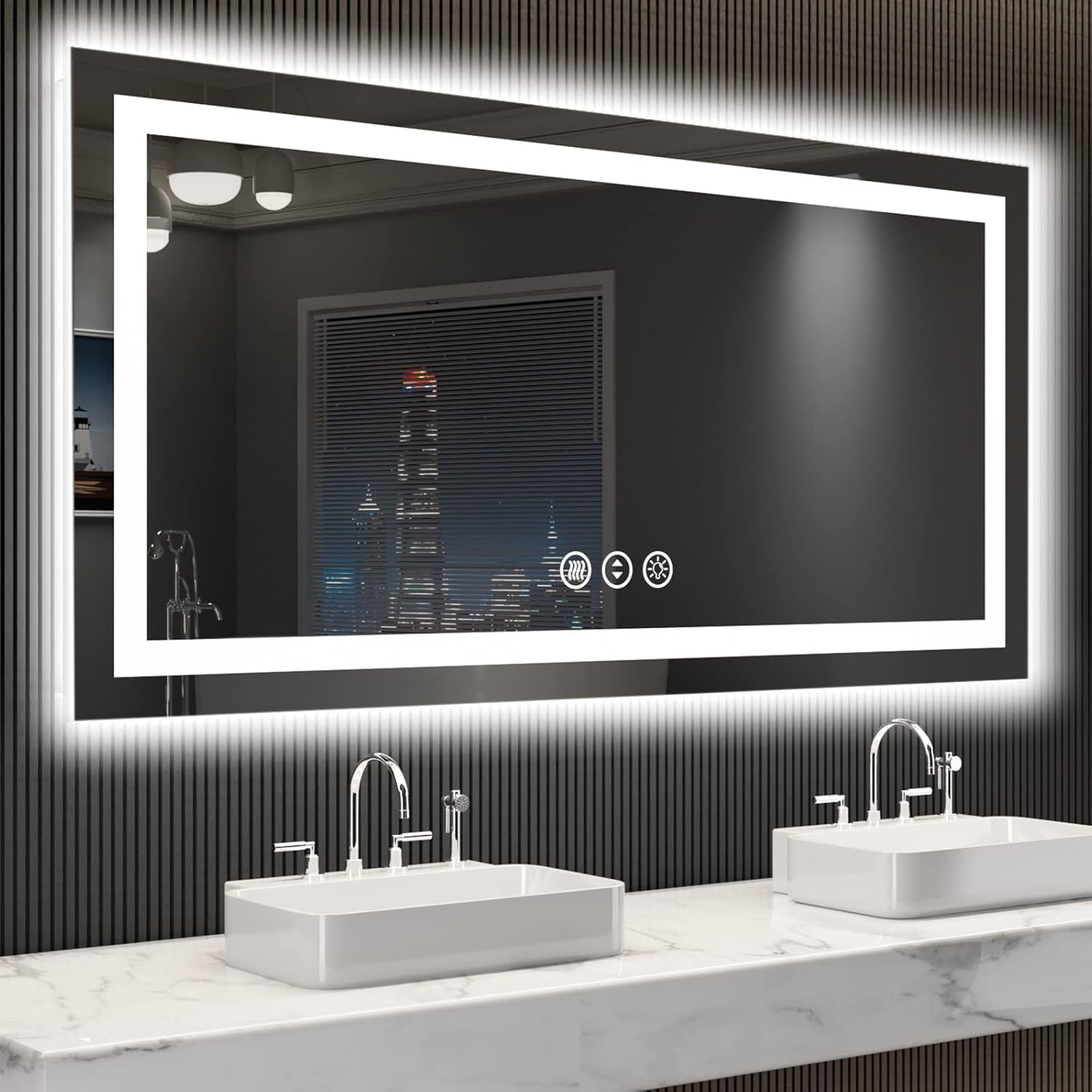 LOAAO 24X32 LED Bathroom Mirror with Lights, Anti-Fog, Dimmable, Backlit + Front Lit, Lighted Bathroom Vanity Mirror for Wall, Memory Function, Tempered Glass, Shatter-Proof, ETL Listed