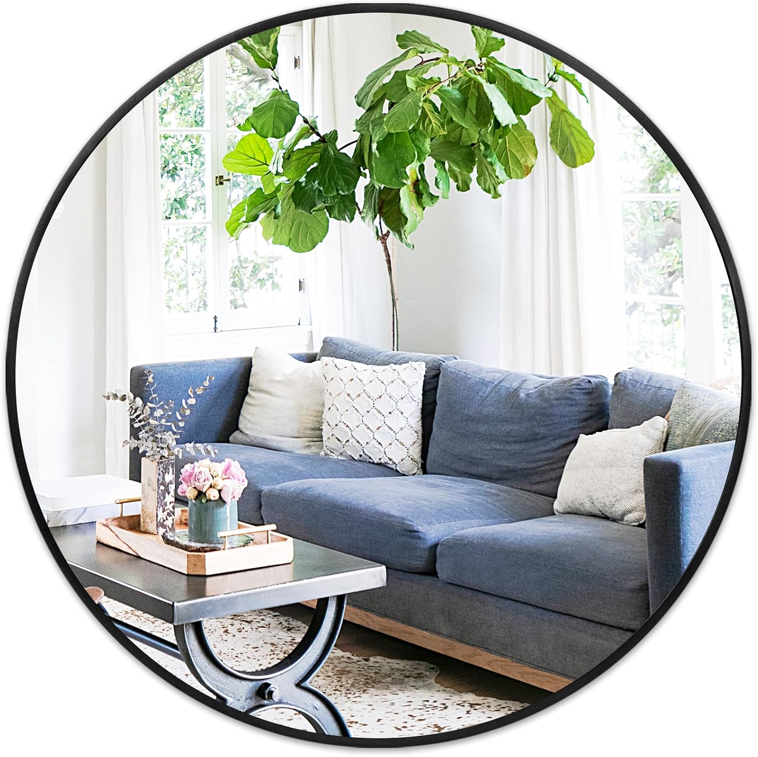 Fabuday Black Circle Mirror for Wall 20 inch - Round Mirrors for Bathroom, Entryway, Living Room, Hallway, Bedroom Decor, Small Matte Framed