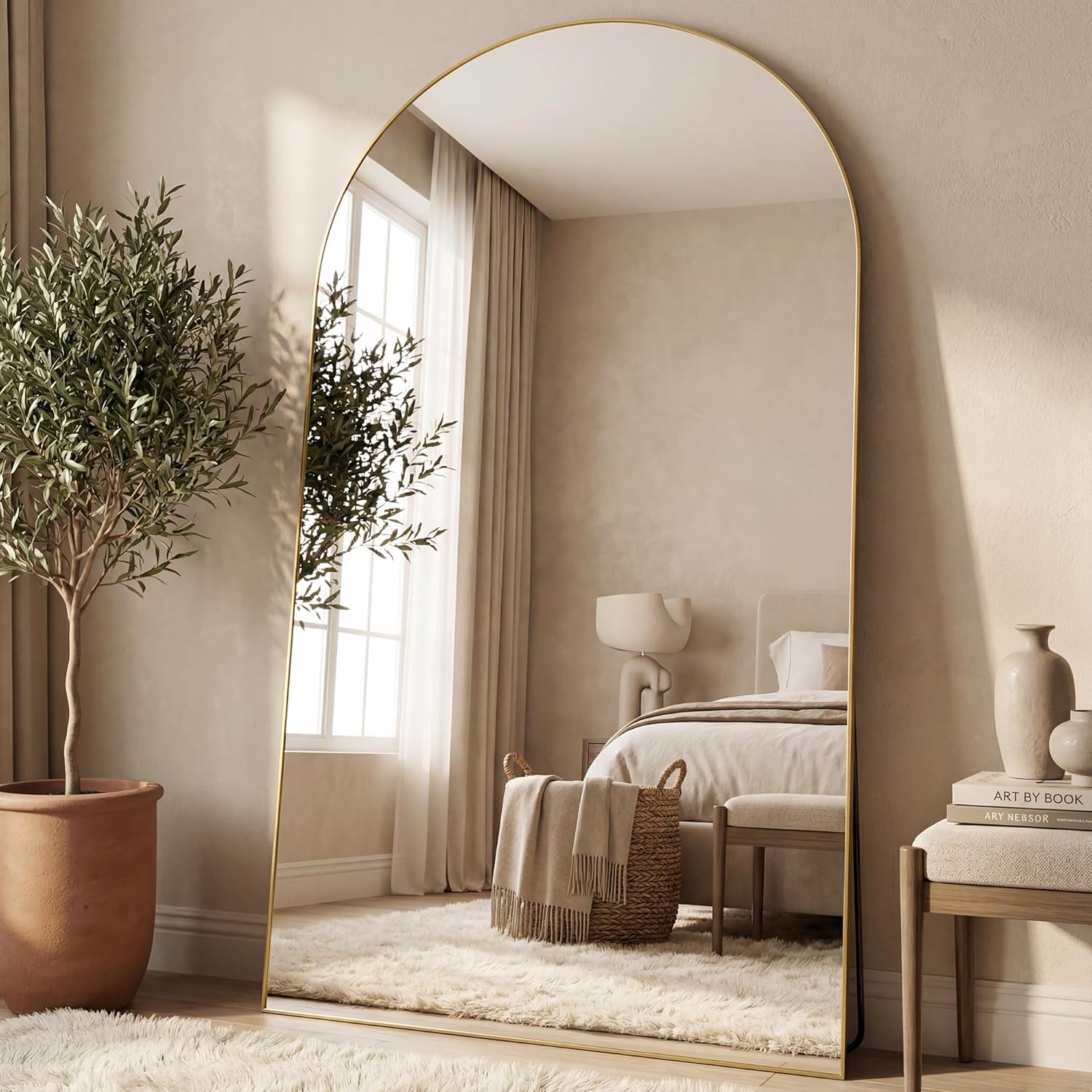 Antok Full Length Mirror, 71"x28" Floor Mirror, Arched Floor Standing Freestanding Arch Full Body Mirrors with Stand for Bedroom, Hanging Mounted for Living Room Cloakroom,Black