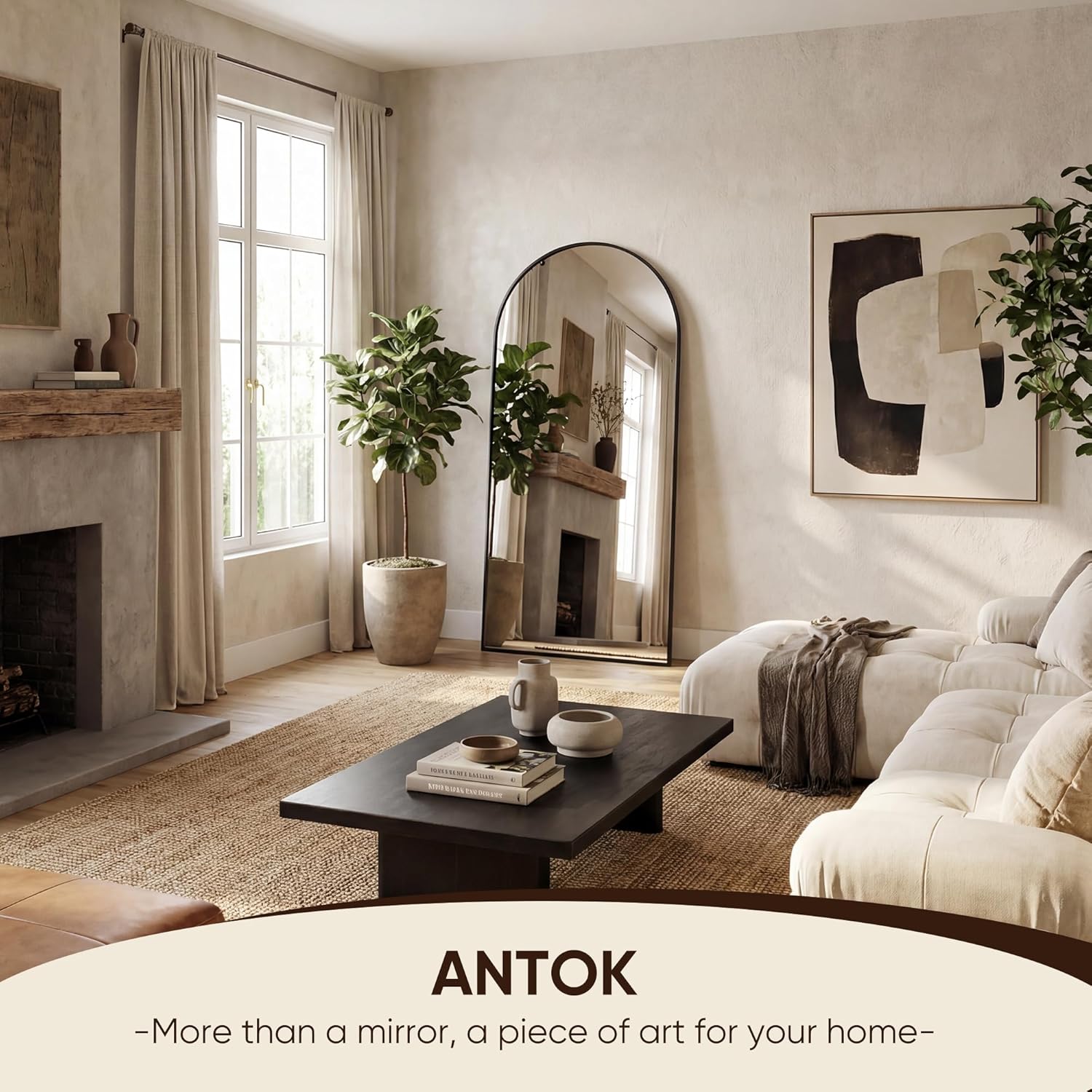 Antok Full Length Mirror, 71"x28" Floor Mirror, Arched Floor Standing Freestanding Arch Full Body Mirrors with Stand for Bedroom, Hanging Mounted for Living Room Cloakroom,Black