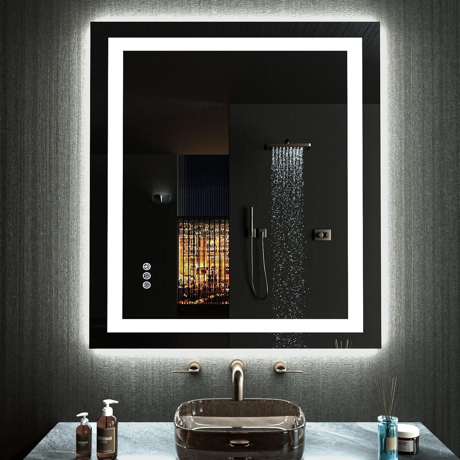 LOAAO 24X32 LED Bathroom Mirror with Lights, Anti-Fog, Dimmable, Backlit + Front Lit, Lighted Bathroom Vanity Mirror for Wall, Memory Function, Tempered Glass, Shatter-Proof, ETL Listed