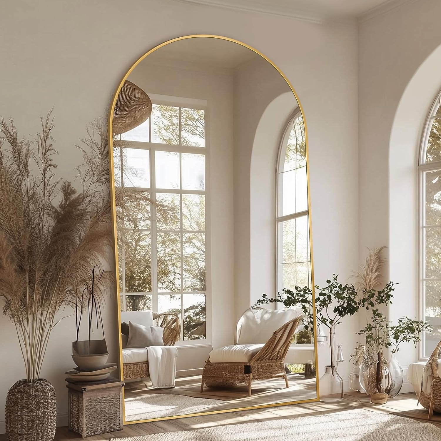 Antok Full Length Mirror, 71"x28" Floor Mirror, Arched Floor Standing Freestanding Arch Full Body Mirrors with Stand for Bedroom, Hanging Mounted for Living Room Cloakroom,Black