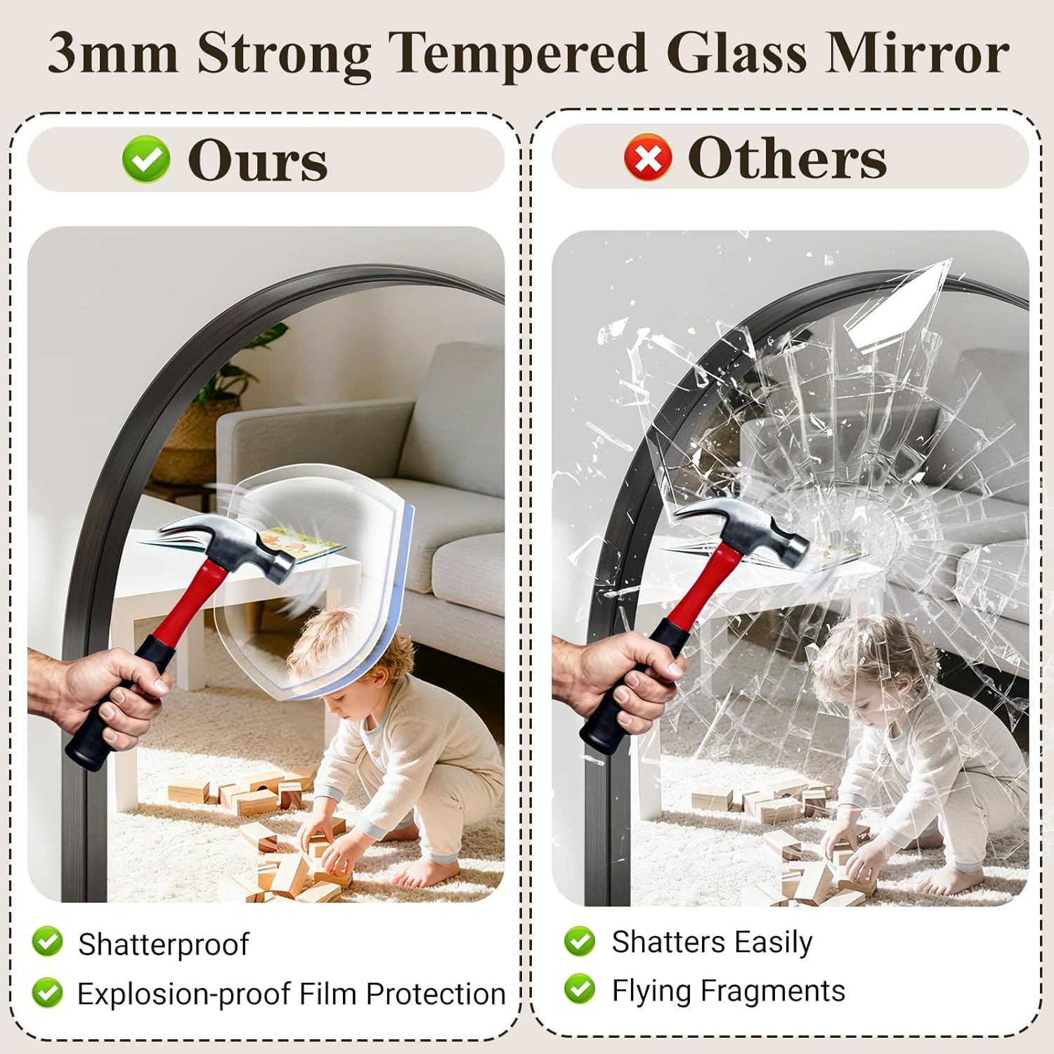 Arched Bathroom Mirror, 30"x40" Black Mirror for Wall Mounted Vanity Mirror for Over Sink with Tempered Glass, Aluminum Alloy Deep Frame, Farmhouse for Bedroom, Entryway, Living Room