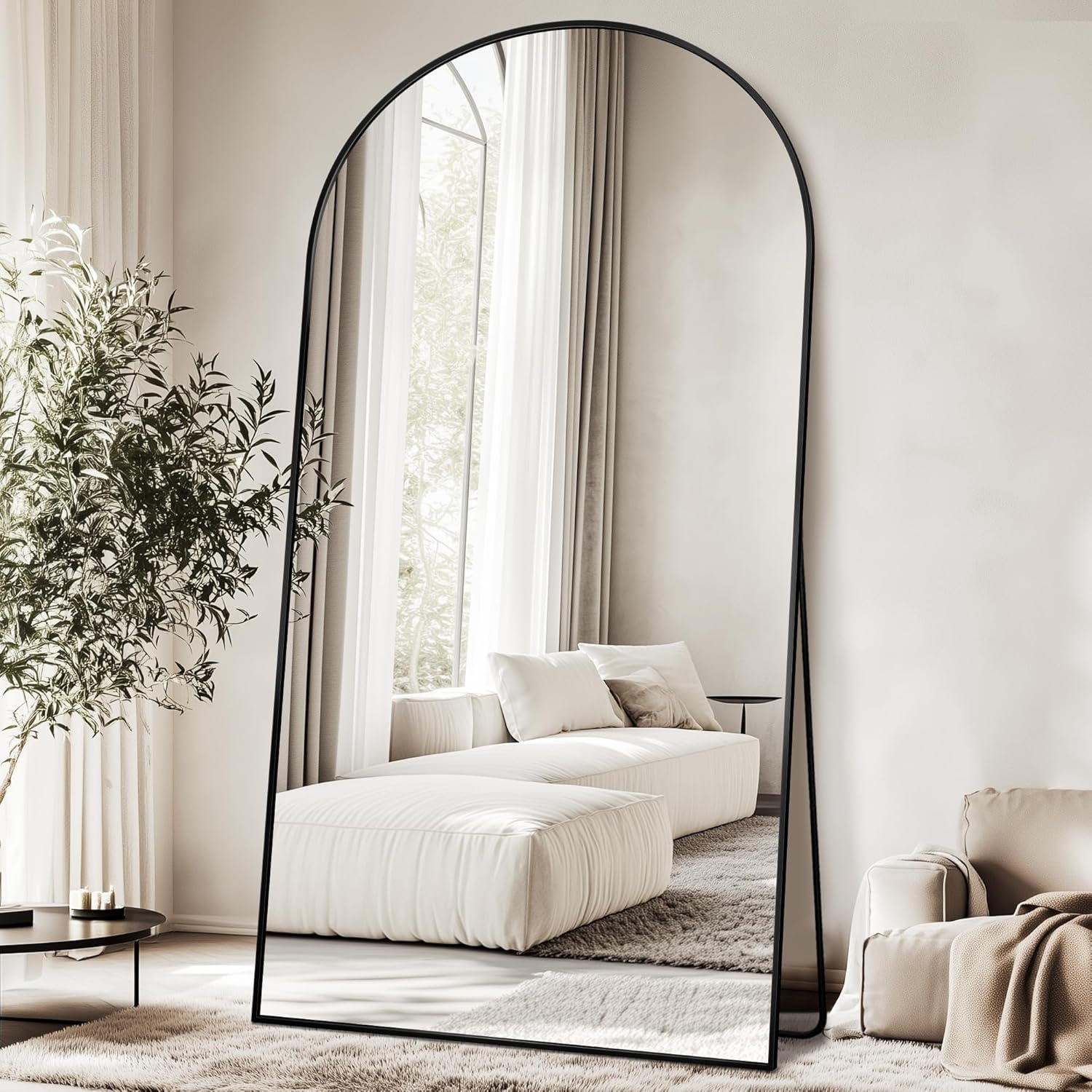 Antok Full Length Mirror, 71"x28" Floor Mirror, Arched Floor Standing Freestanding Arch Full Body Mirrors with Stand for Bedroom, Hanging Mounted for Living Room Cloakroom,Black