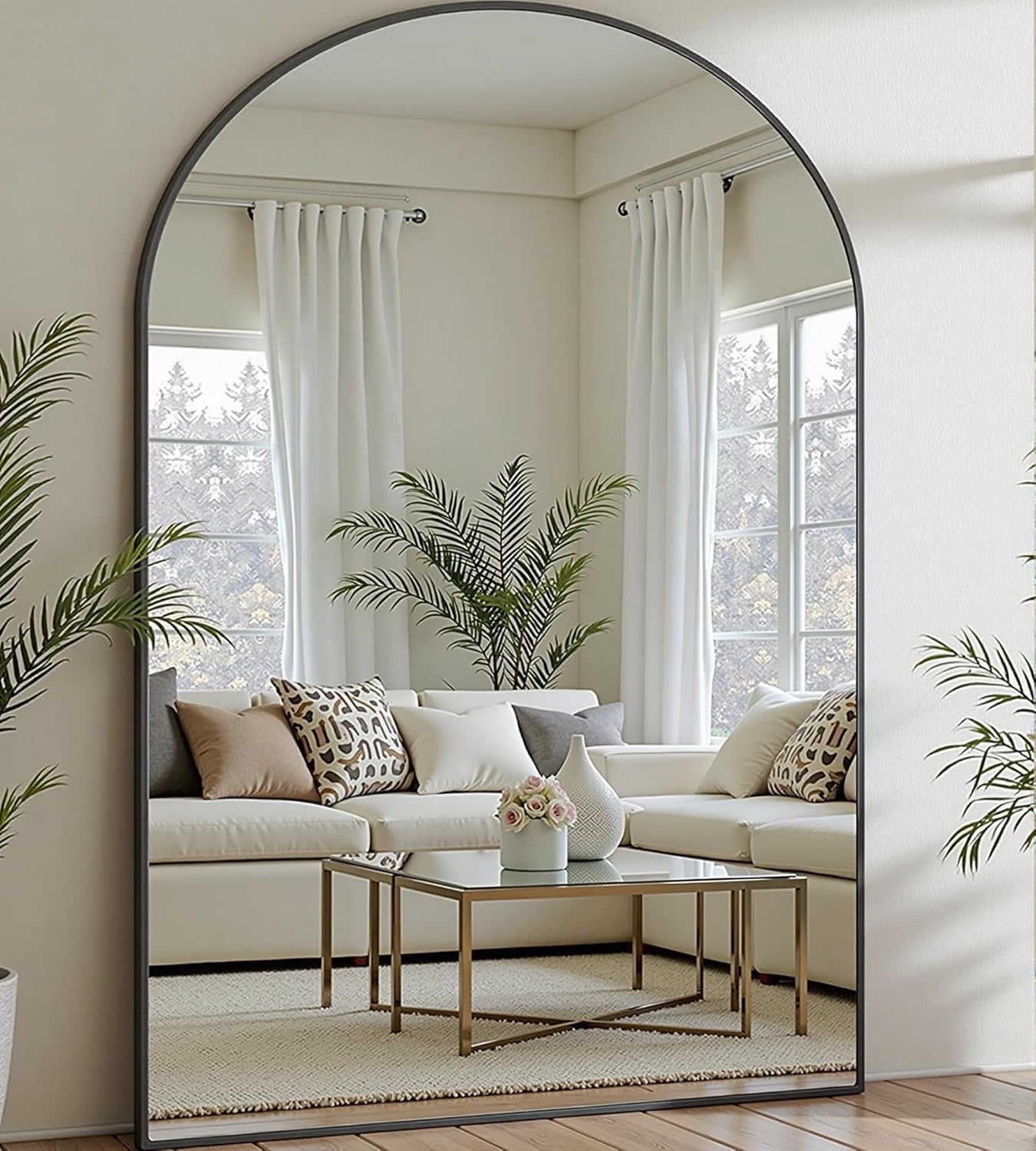 Arched Full Length Mirror, 70"x26" Free Standing Floor Mirror, Modern Full Body Mirrors with Stand, Wall Mirrors with Aluminum Alloy Frame for Bedroom,Living Room, Gold