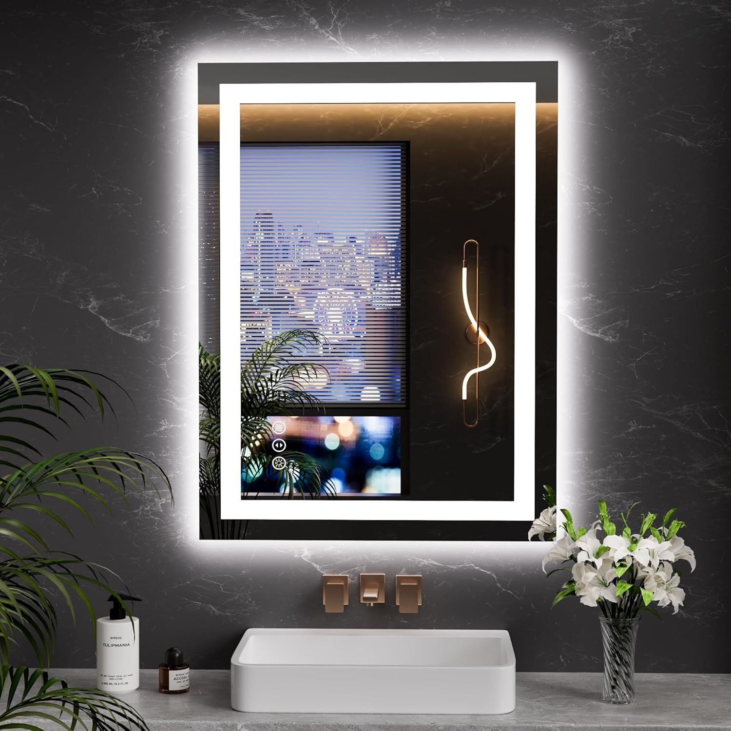 LOAAO 24X32 LED Bathroom Mirror with Lights, Anti-Fog, Dimmable, Backlit + Front Lit, Lighted Bathroom Vanity Mirror for Wall, Memory Function, Tempered Glass, Shatter-Proof, ETL Listed
