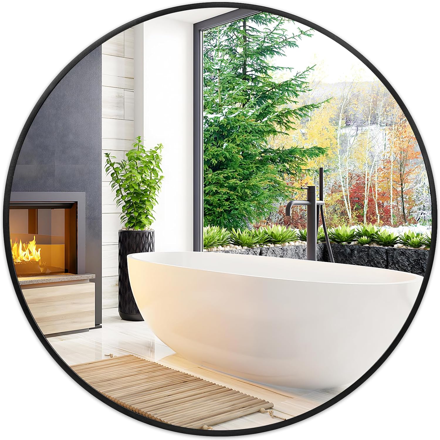 Fabuday Black Circle Mirror for Wall 20 inch - Round Mirrors for Bathroom, Entryway, Living Room, Hallway, Bedroom Decor, Small Matte Framed