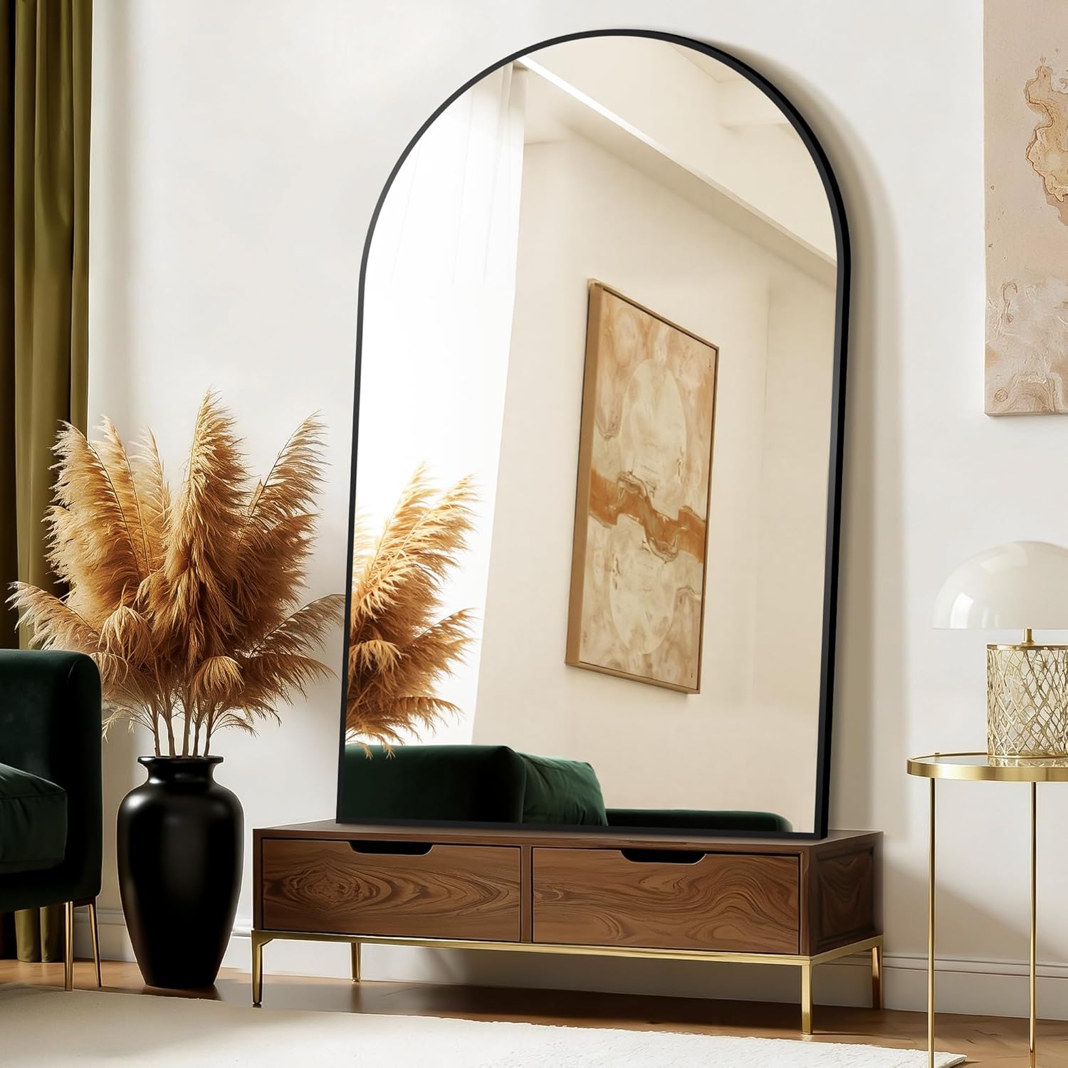 FICTOR Bathroom Mirror for Wall,2 Pack 24”x36” Arched Vanity Bathroom Mirror for Over Sink, Metal Framed with HD Shatter-Proof Glass for Entryway, Living Room,Bedroom(Black)