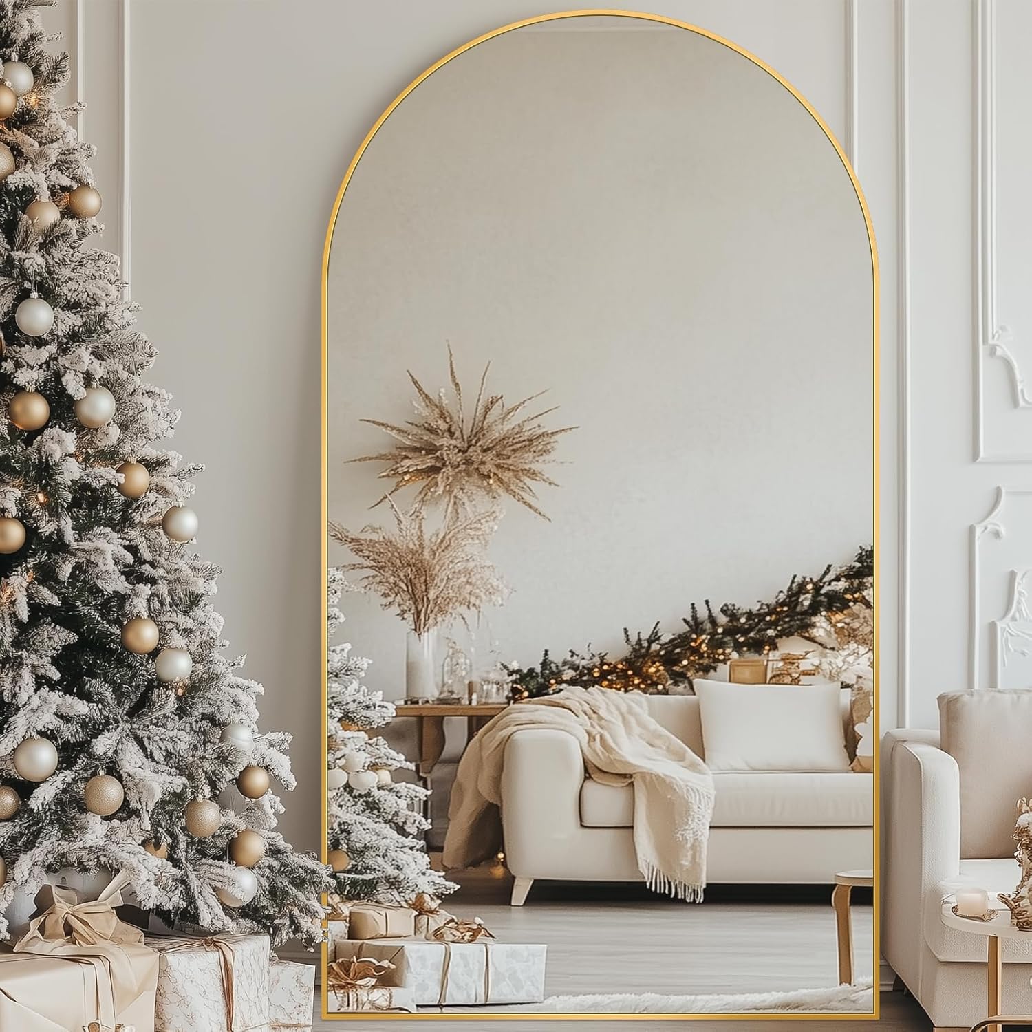 Antok Full Length Mirror, 71"x28" Floor Mirror, Arched Floor Standing Freestanding Arch Full Body Mirrors with Stand for Bedroom, Hanging Mounted for Living Room Cloakroom,Black