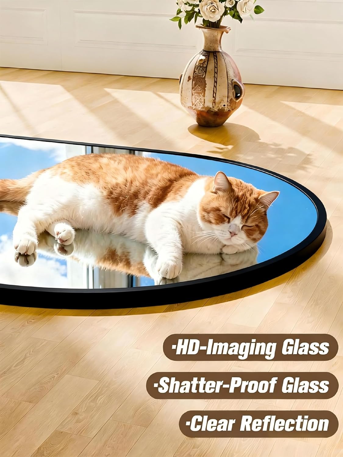 SUNQUEEN 71"×32" Mirror Full Length, Arched Full Length Mirror with Stand, Standing Floor Mirror Wall, Hanging or Leaning Large Full Body Mirrors for Bedroom Living Room (Black)