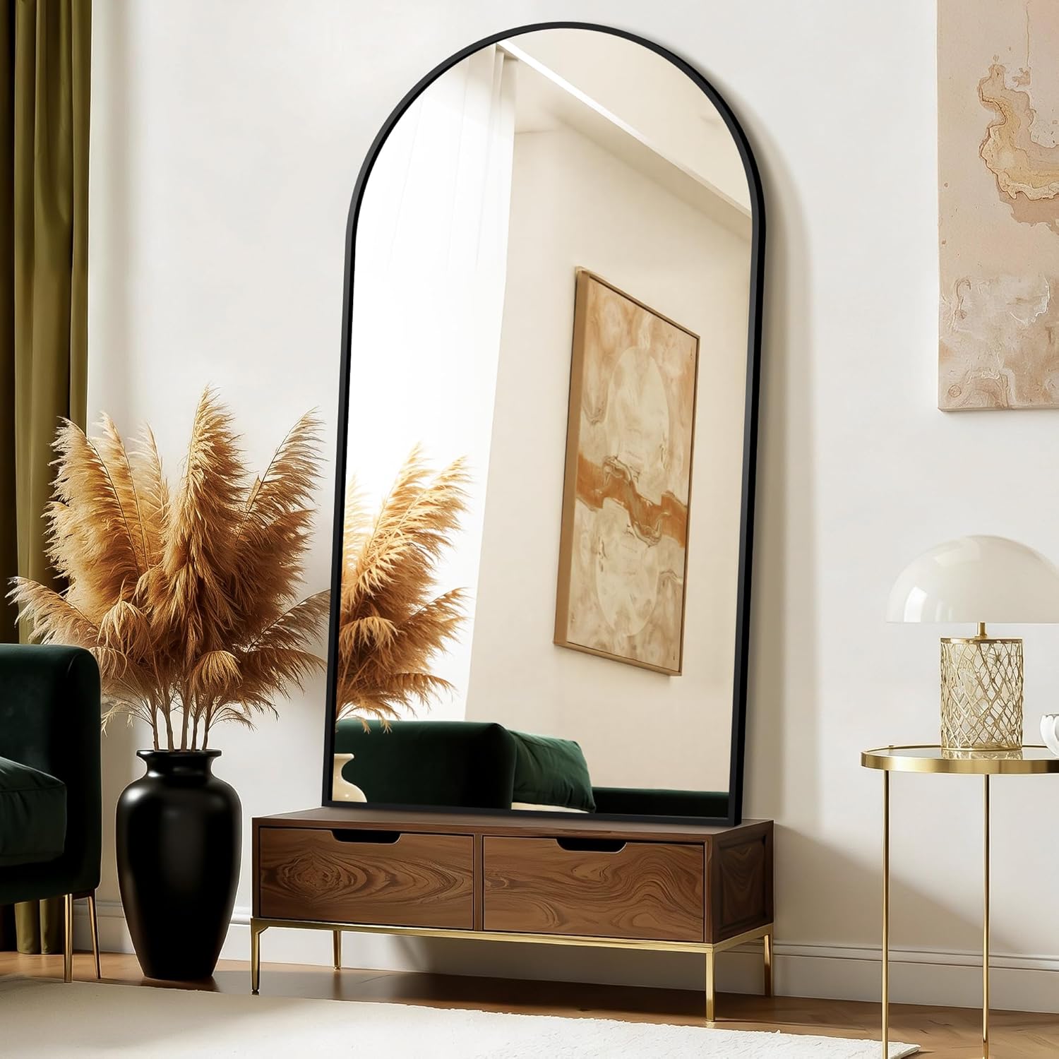 FICTOR Bathroom Mirror for Wall,2 Pack 24”x36” Arched Vanity Bathroom Mirror for Over Sink, Metal Framed with HD Shatter-Proof Glass for Entryway, Living Room,Bedroom(Black)